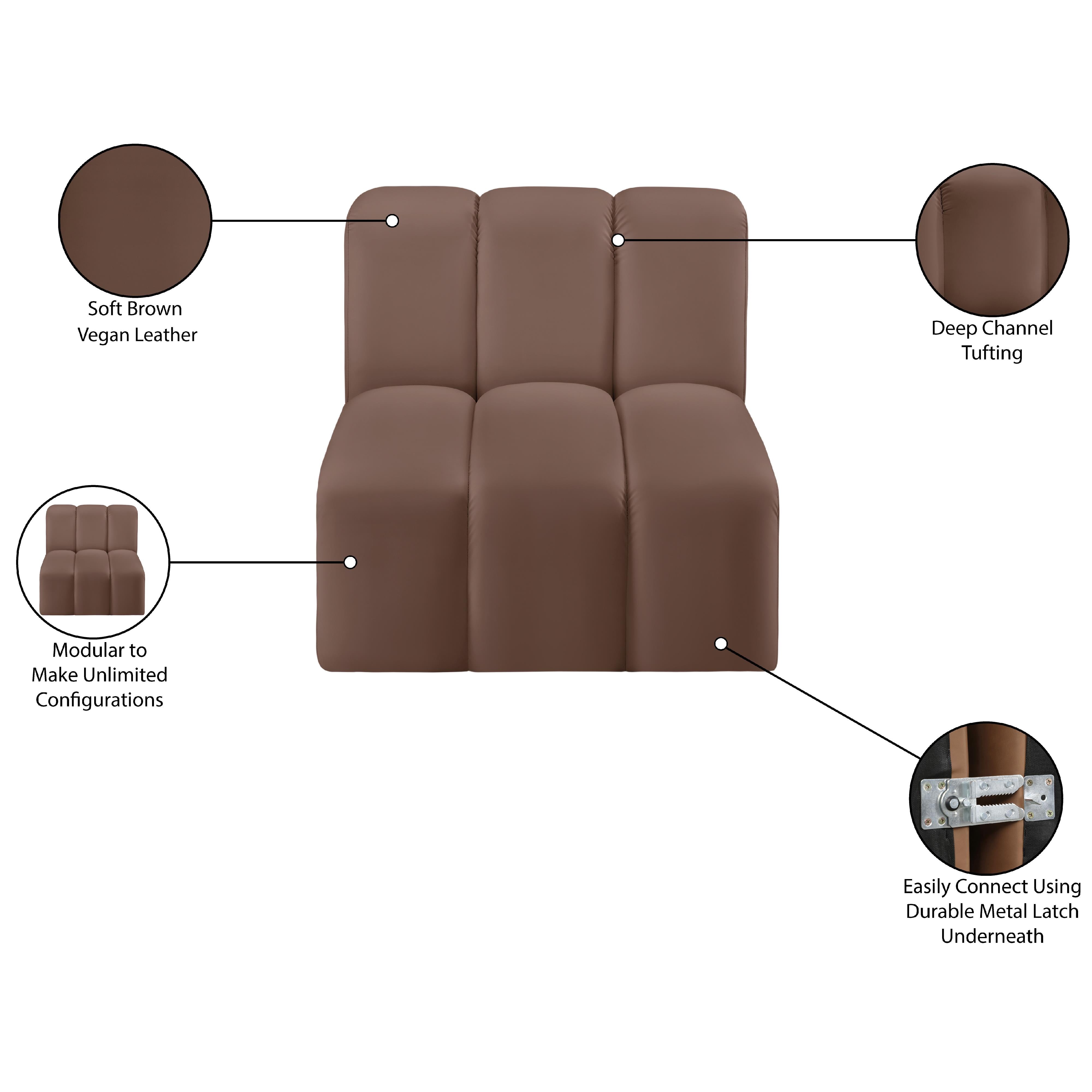 Meridian Arc Brown Vegan Leather Straight Chair