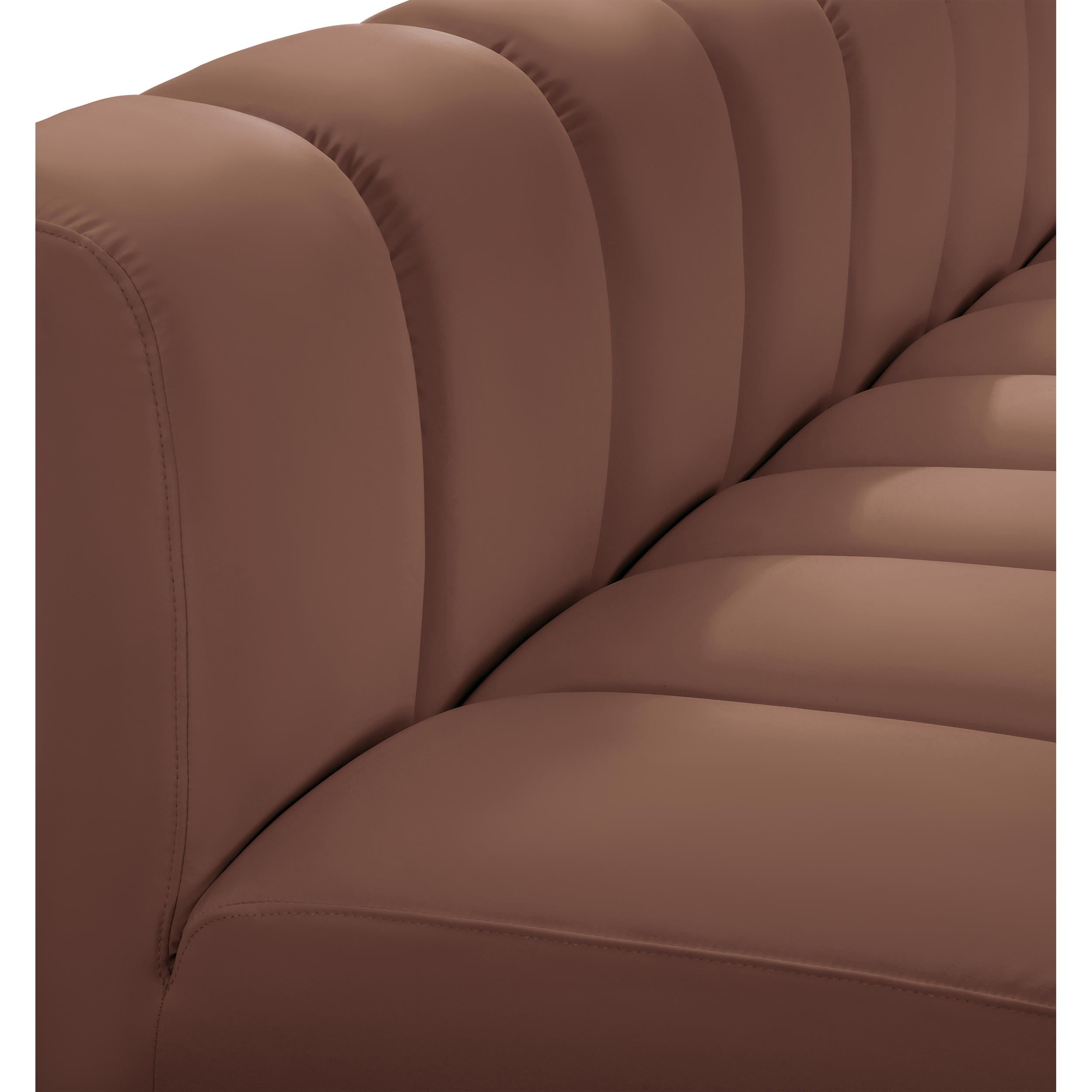Meridian Arc Cognac Vegan Leather Straight Chair
