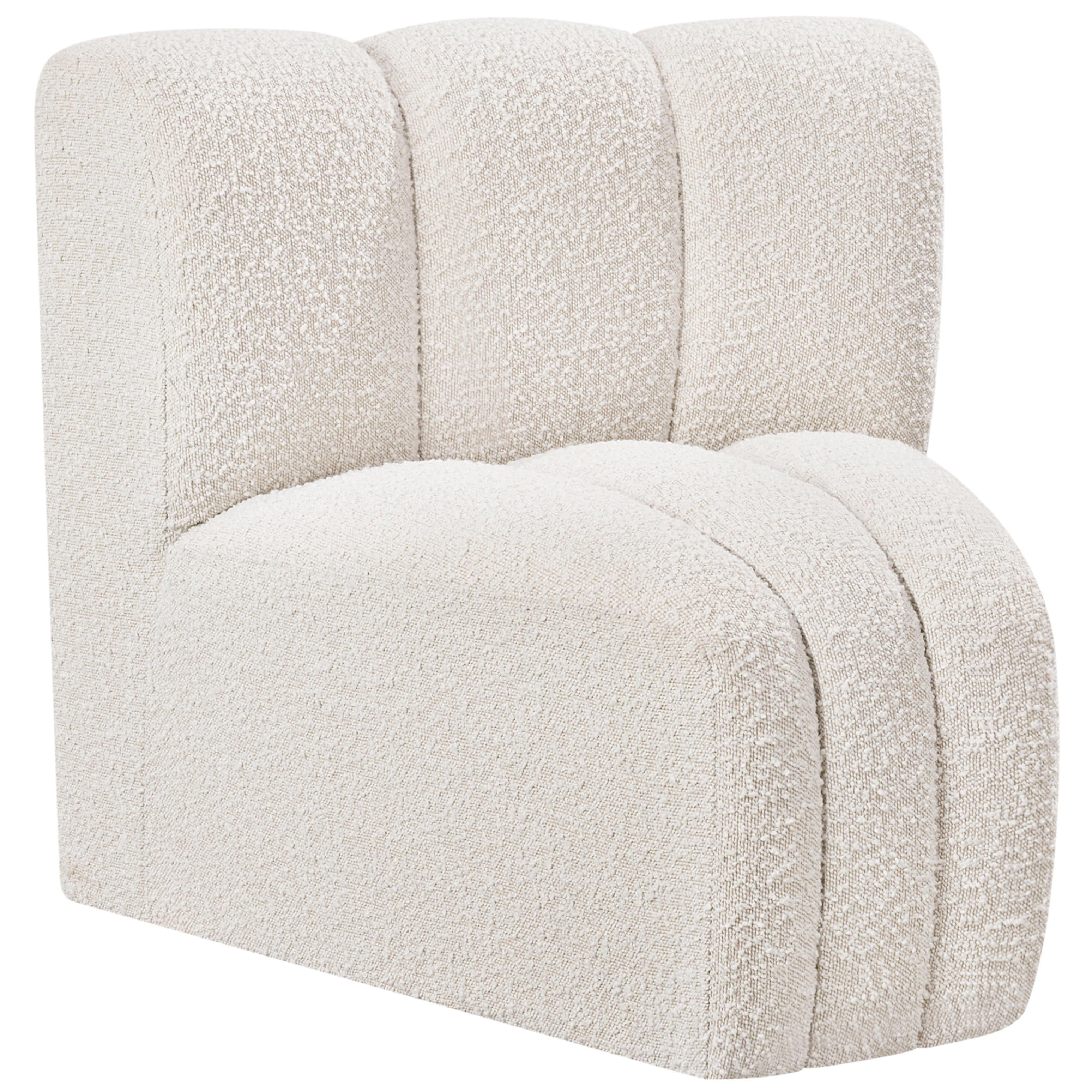 Meridian Arc Cream Boucle Fabric Curved Corner