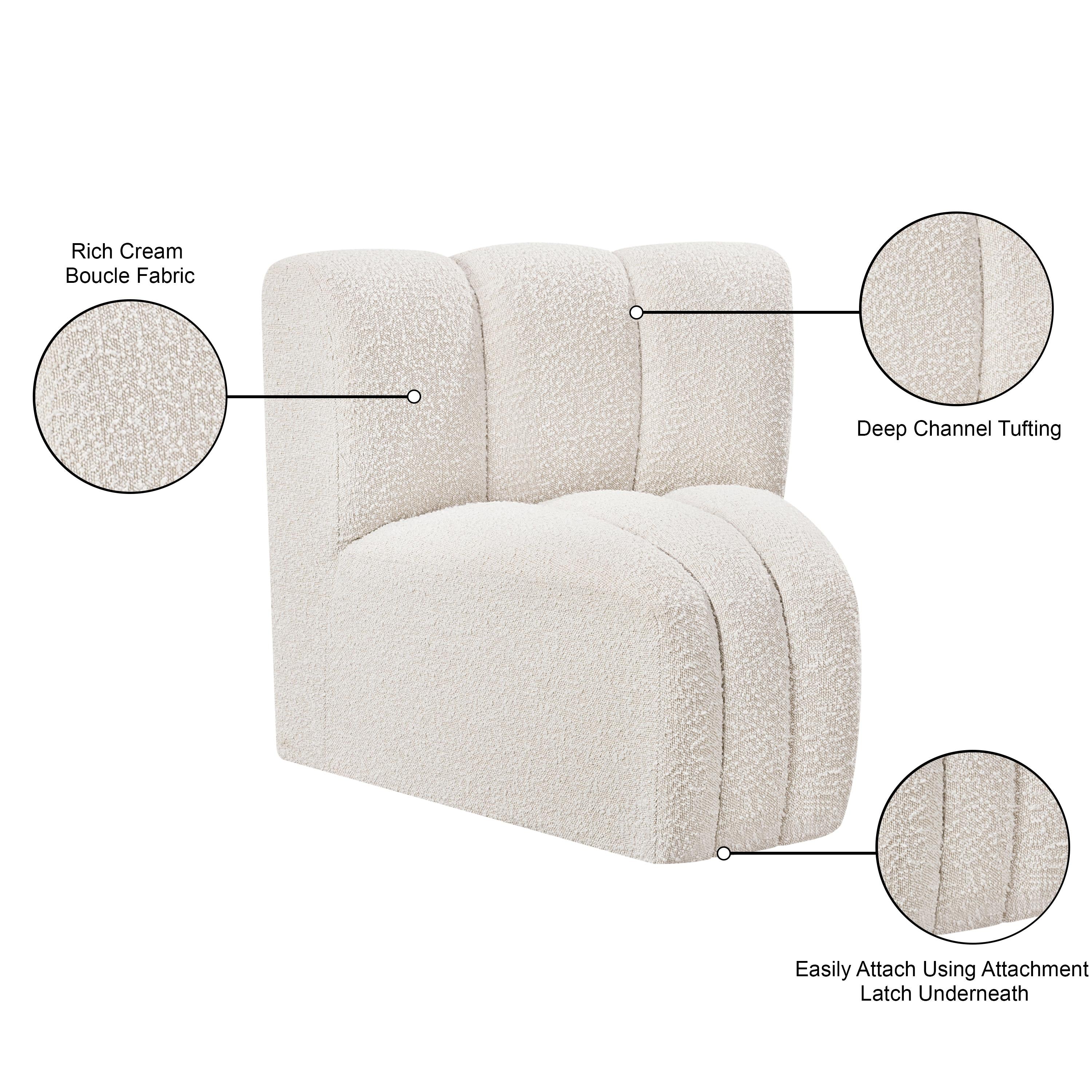 Meridian Arc Cream Boucle Fabric Curved Corner