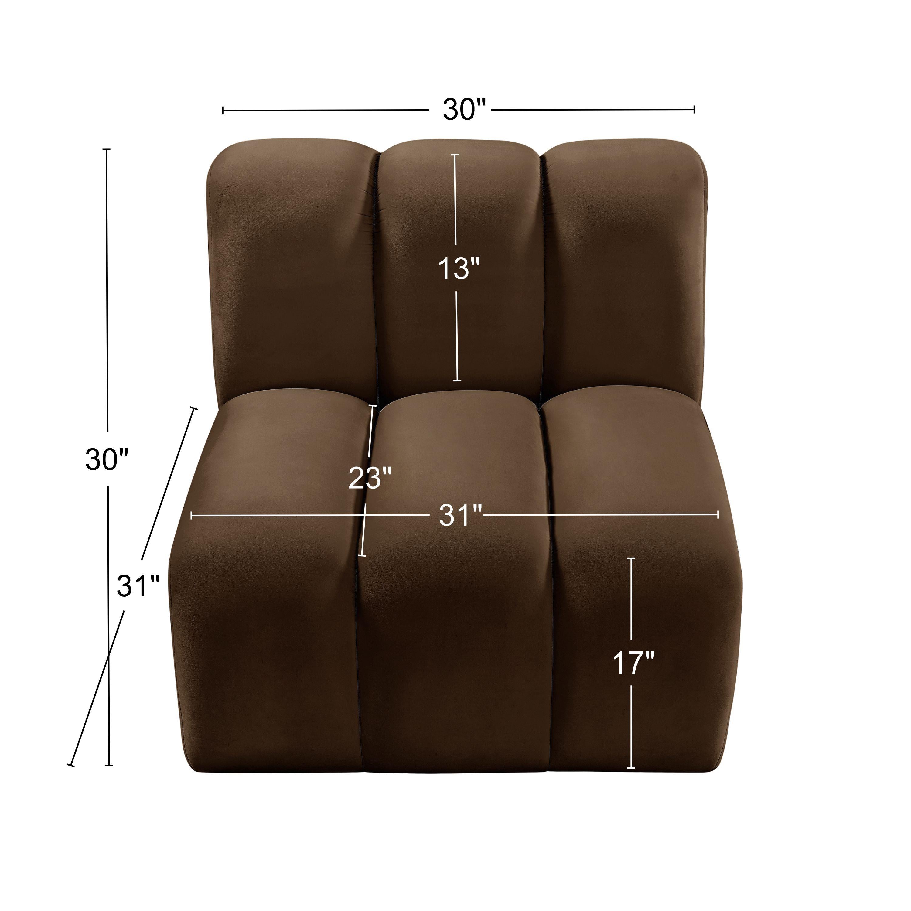 Meridian Arc Brown Velvet Straight Chair