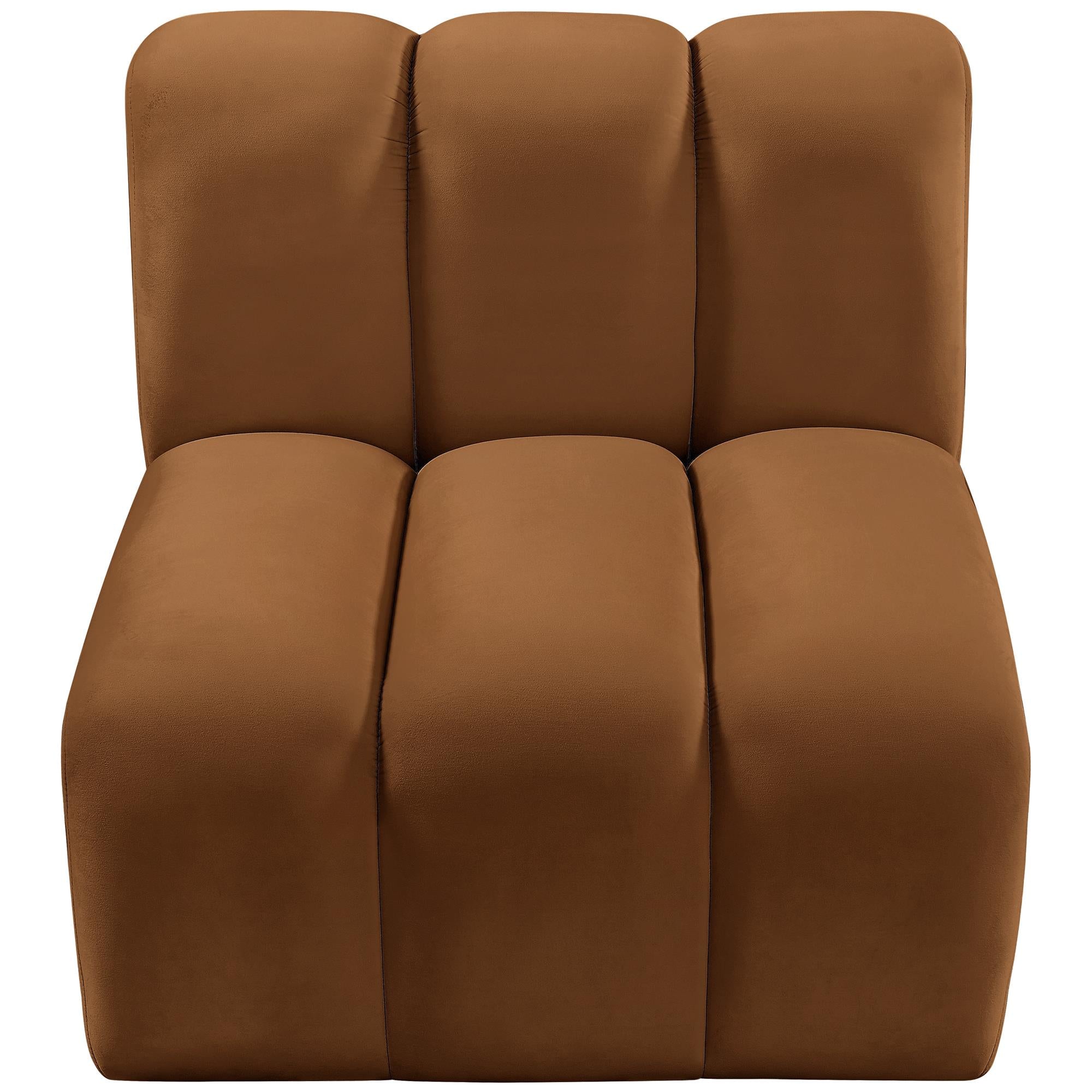 Meridian Arc Saddle Velvet Straight Chair