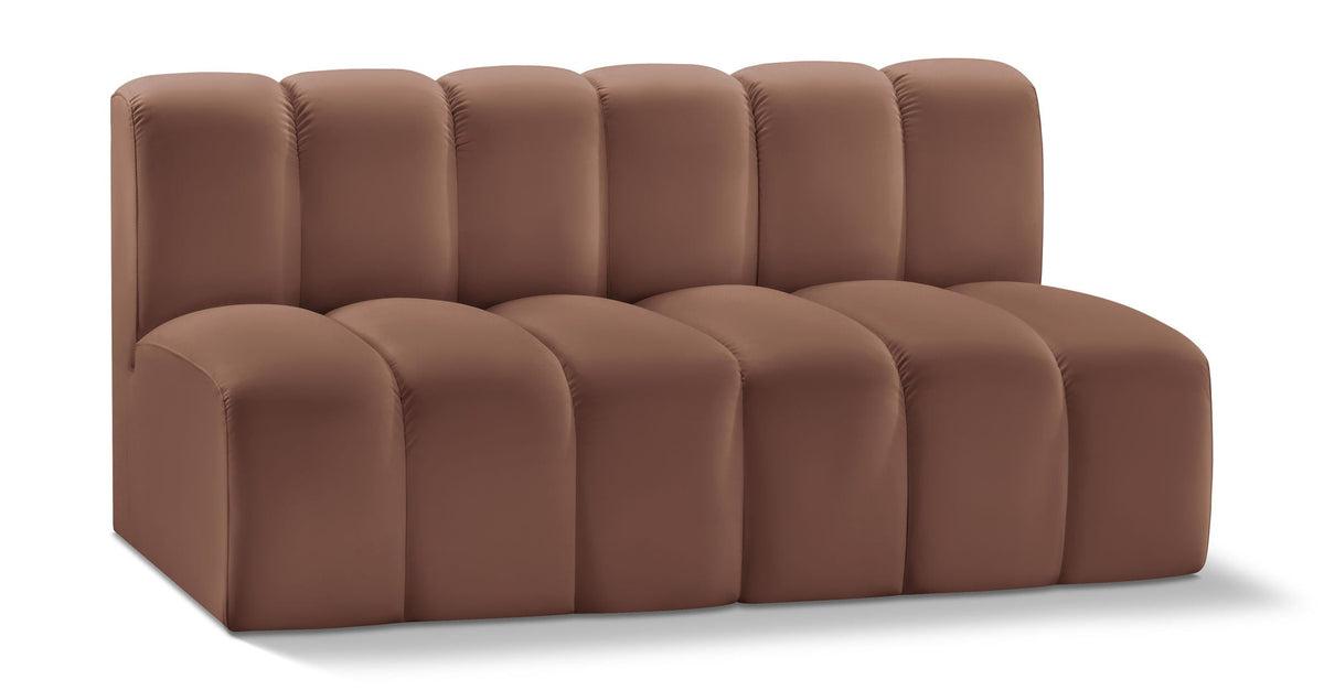 Arc Faux Leather Modular Sectional — 2-Piece Sofa (31" Deep) — Cognac