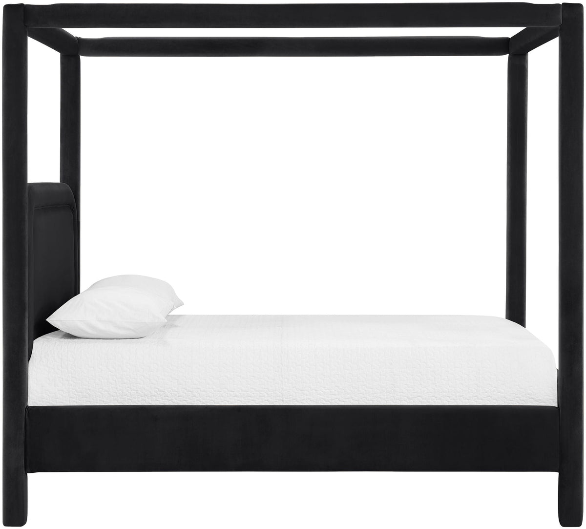 Salina Velvet Upholstered Canopy Bed — 10 Colors, Twin to King