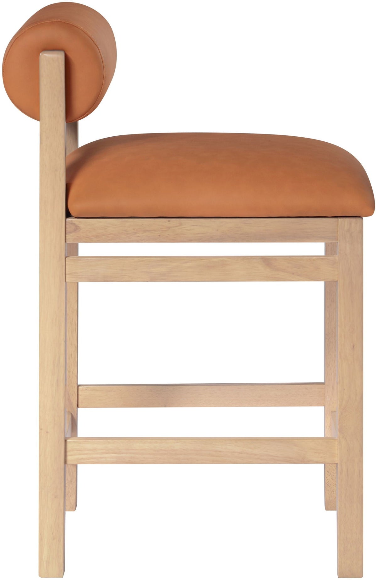 Roundhill - Faux Leather Counter Stool with Natural Frame