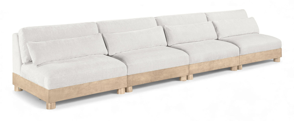 Turin Chenille Modular Sectional — 4-Piece Armless Sofa (160" Wide) — Cream