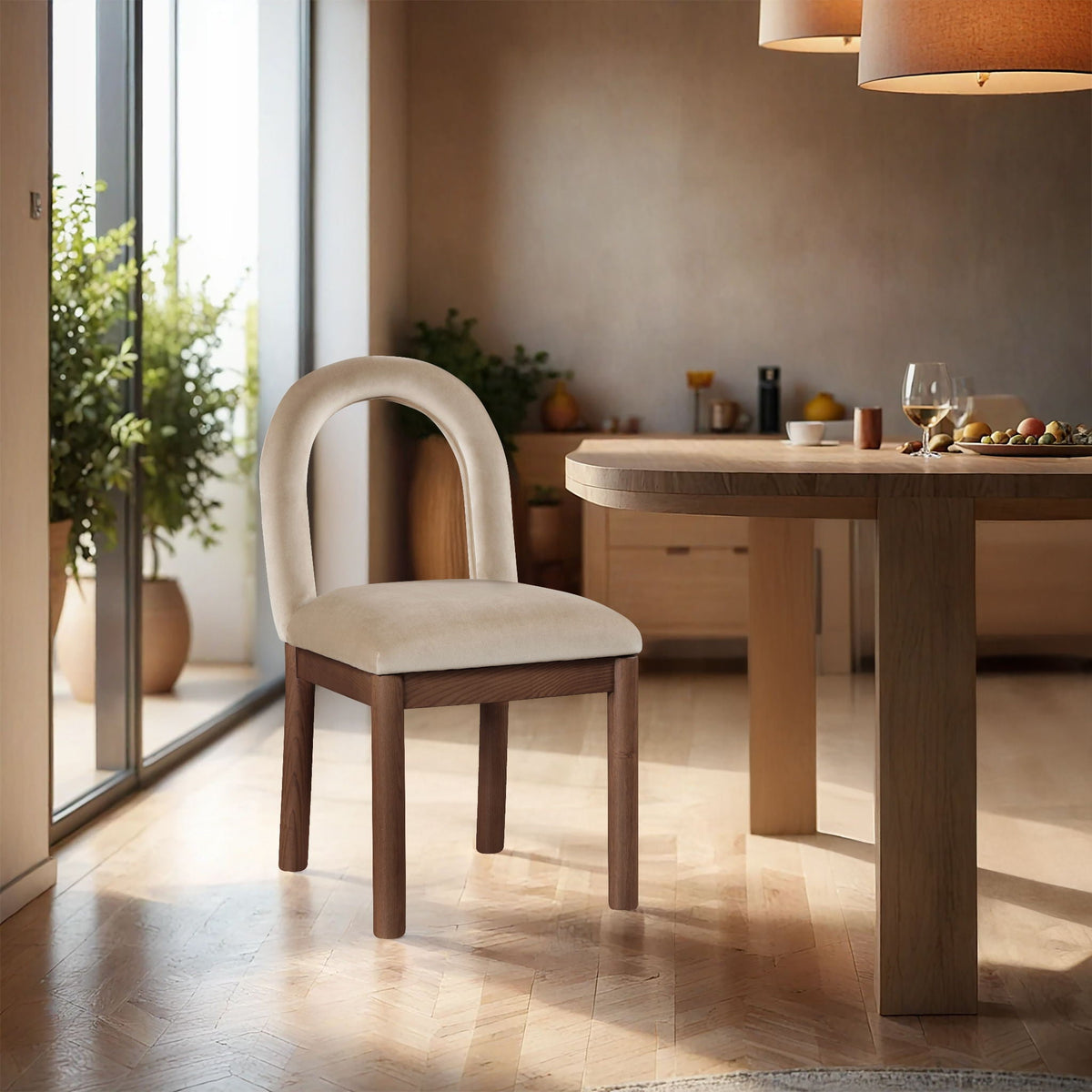 Conrad - Velvet Dining Chair with Brown Legs