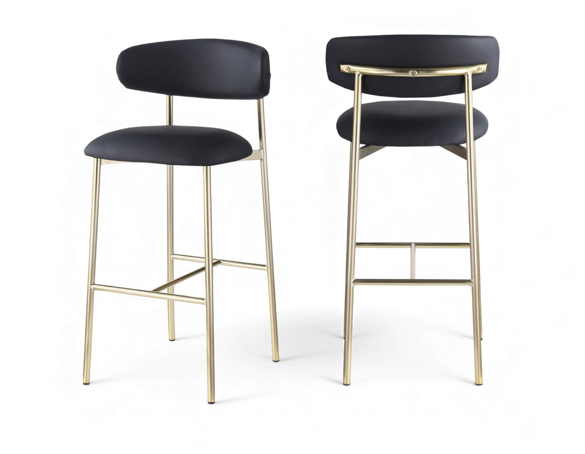 Lupita - Vegan Leather Upholstered Bar Stool (Set of 2) with Brushed Gold Frame