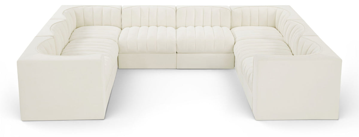 Rummi Performance Velvet Modular Sectional — 8-Piece Sectional — Cream