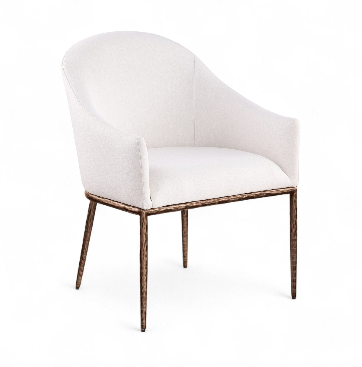 Ferro - Upholstered Dining Arm Chair With Brushed Bronze Legs - Cream Linen