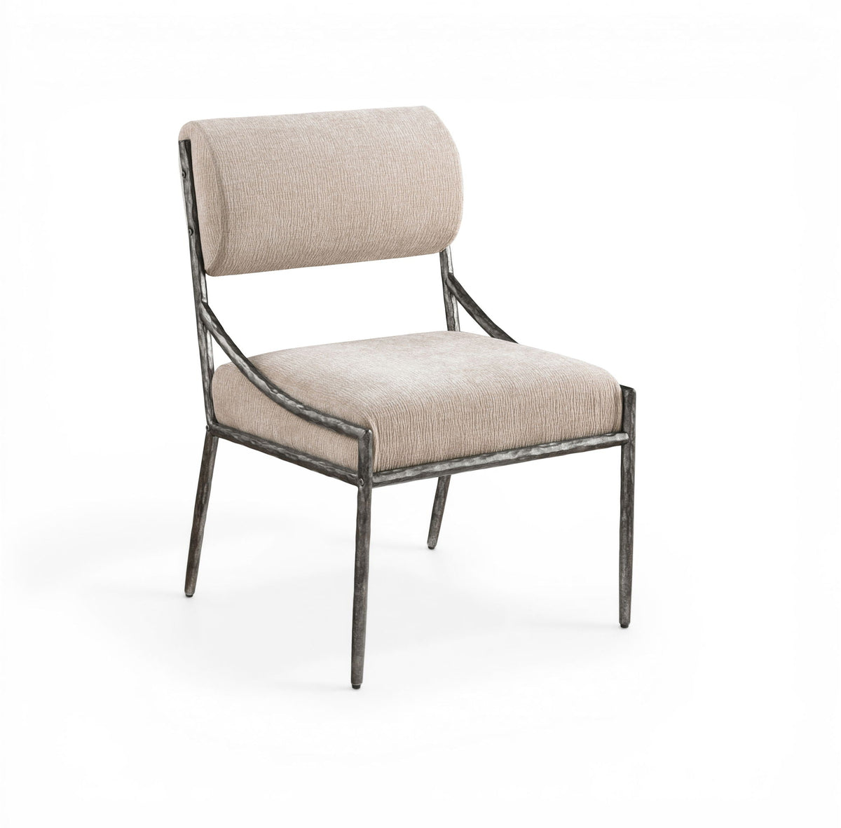 Bastille Chenille Dining Side Chair Set of 2 with Silver Frame