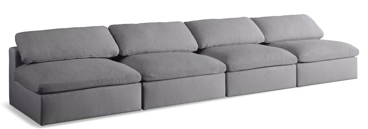 Serene Linen Modular Sectional — 4-Piece Armless Sofa — Grey