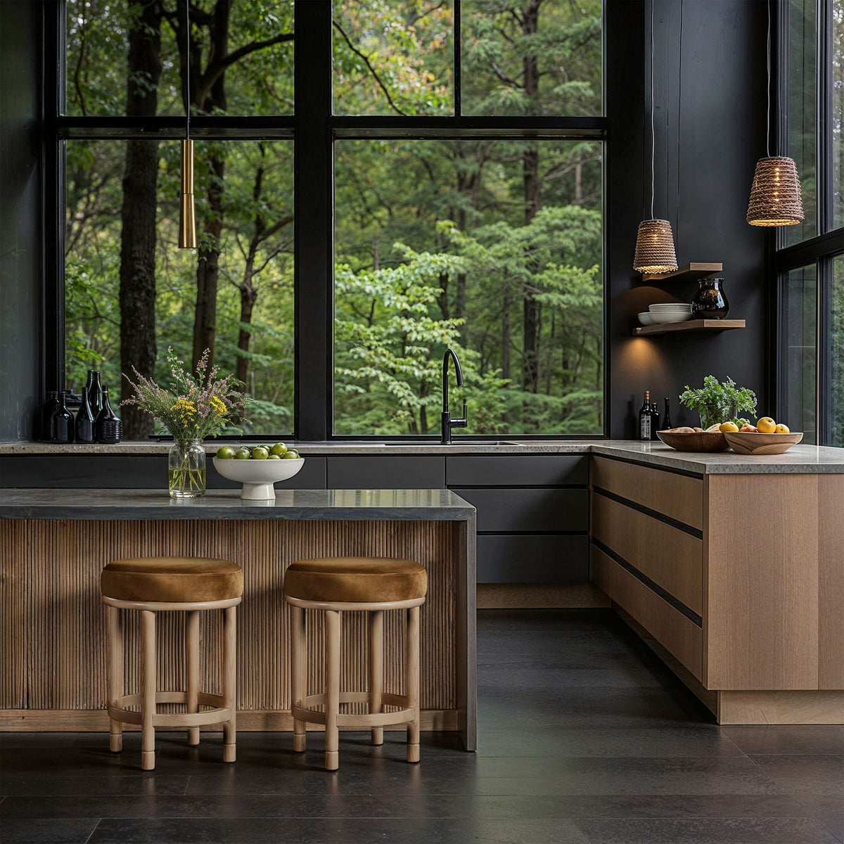 Monette - Counter Stool with Natural Base