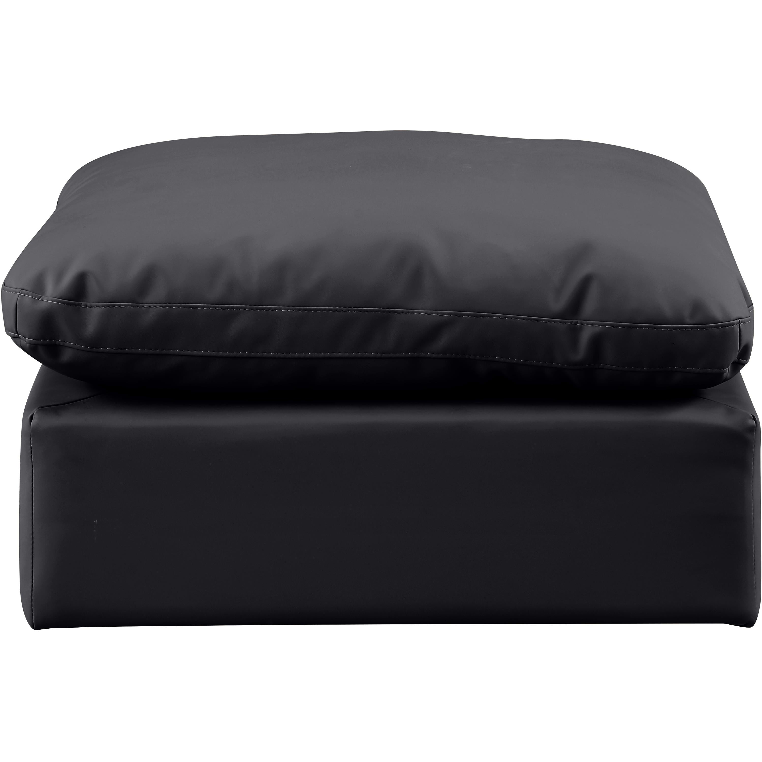 Meridian Indulge Black Vegan Leather Ottoman