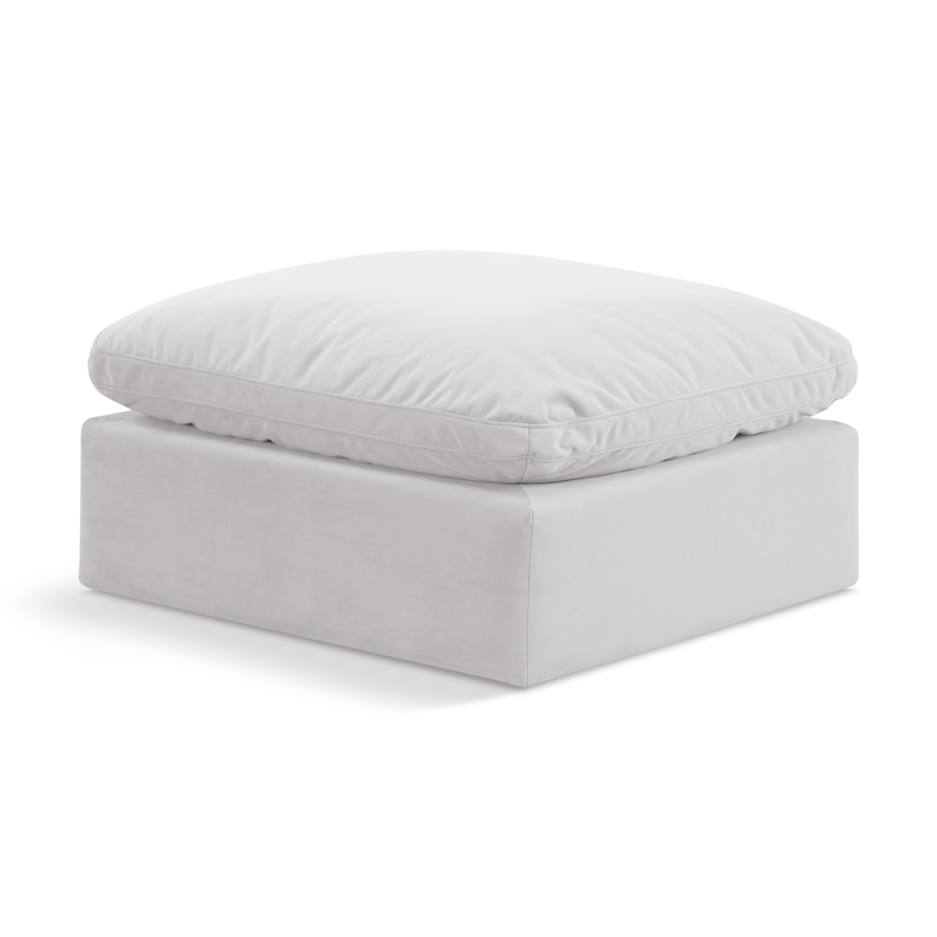 Meridian Indulge Cream Velvet Ottoman