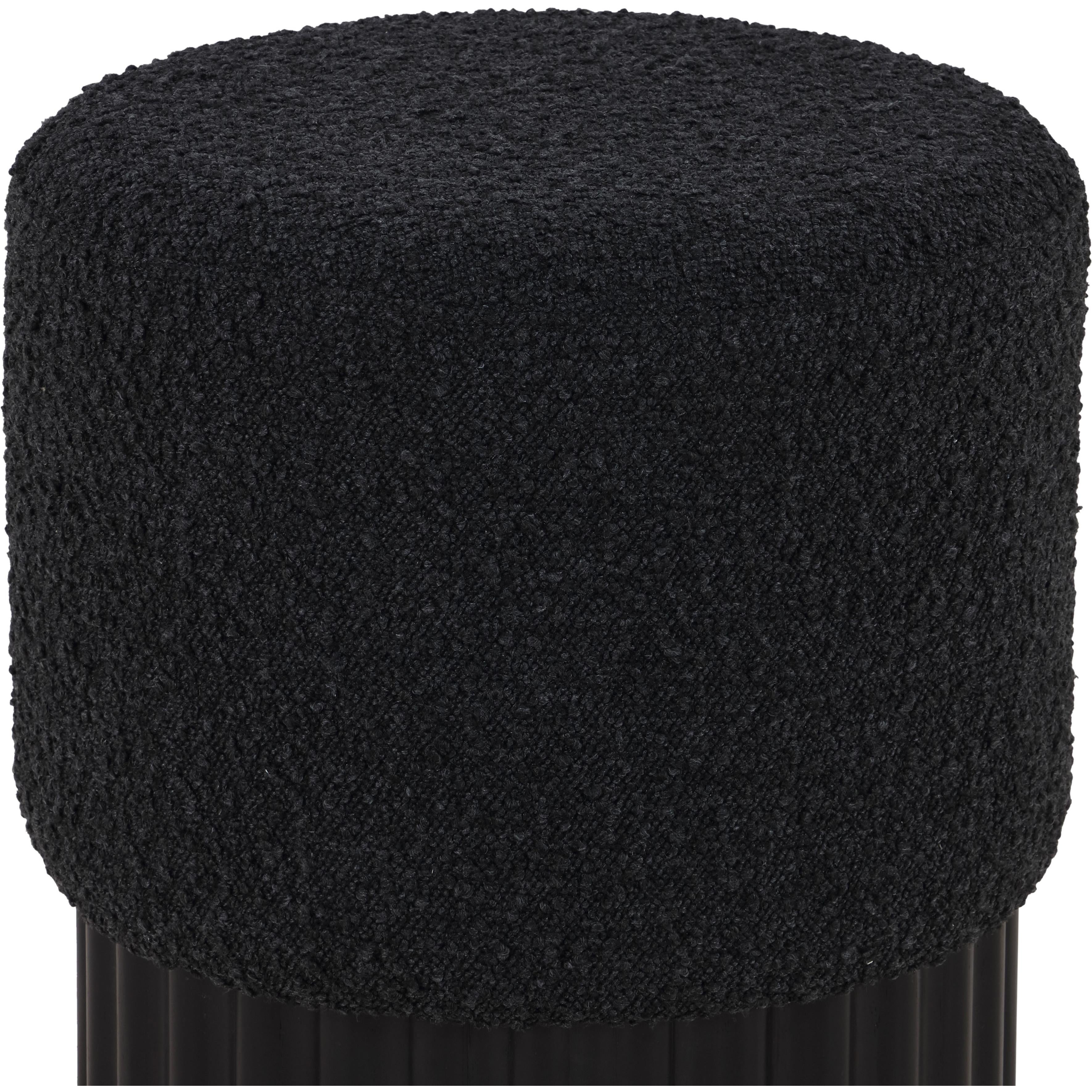 Meridian Veranda Black Boucle Fabric Ottoman/Stool
