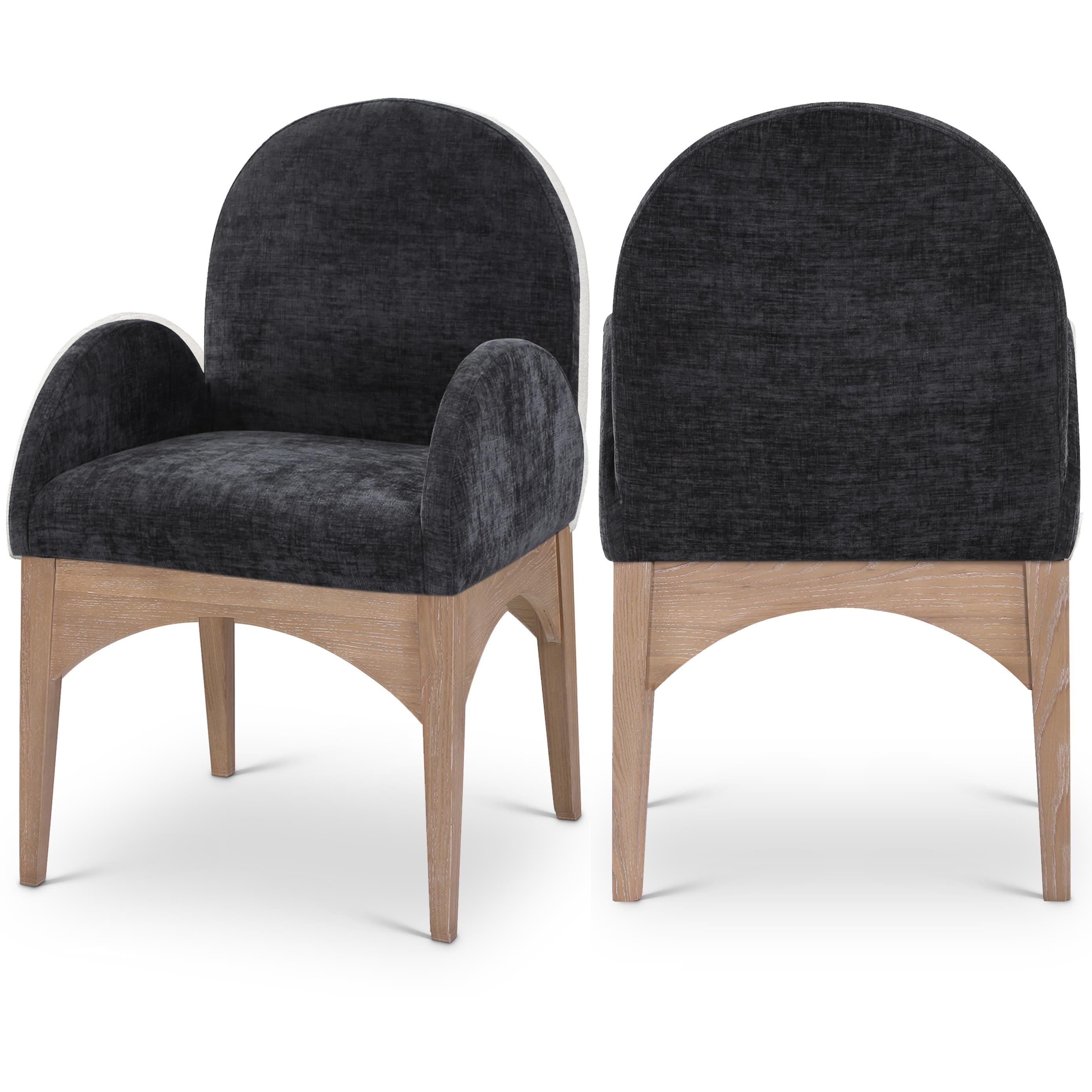 Meridian Waldorf Black Chenille Fabric Dining Chair
