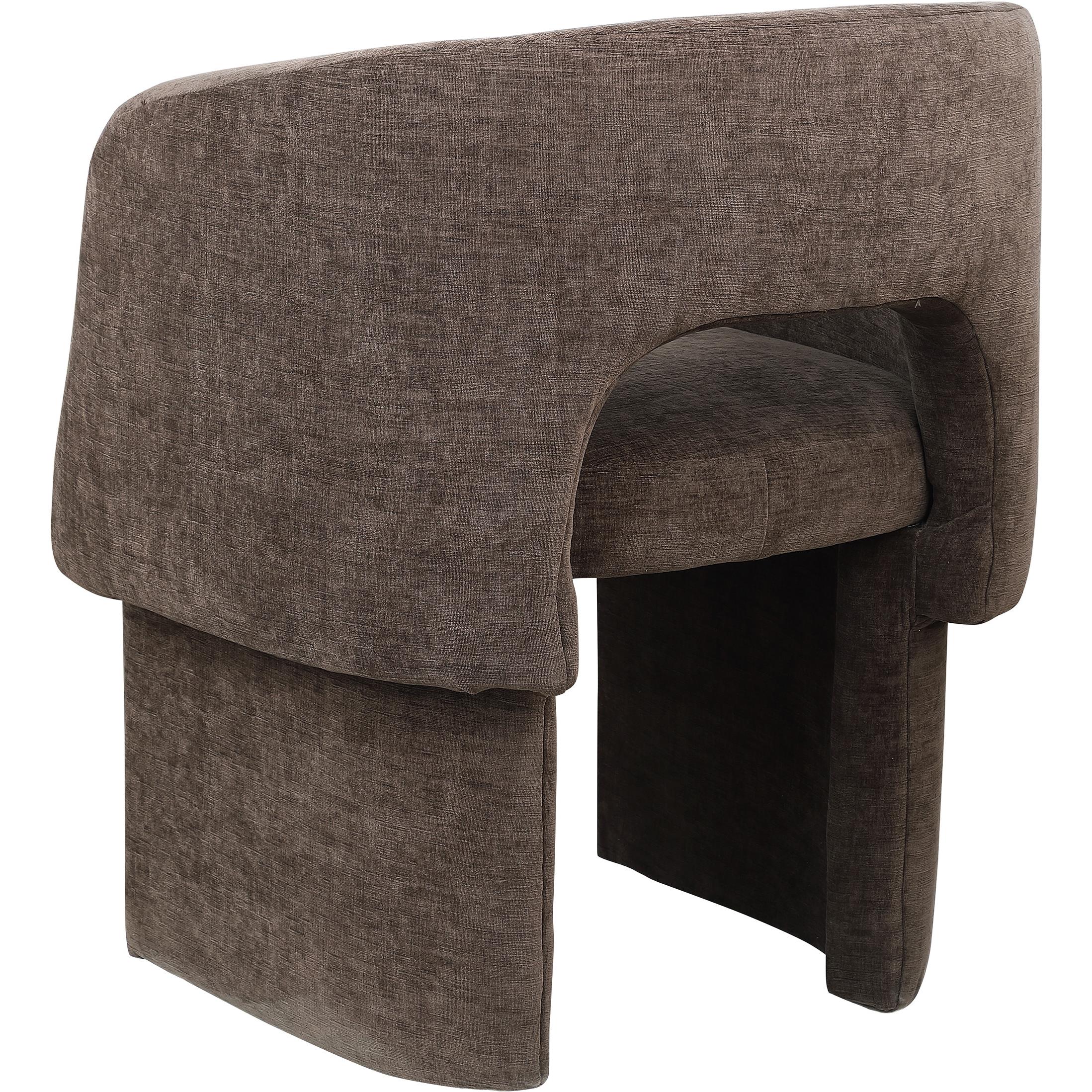 Meridian Emmet Brown Chenille Fabric Dining Chair / Accent Chair