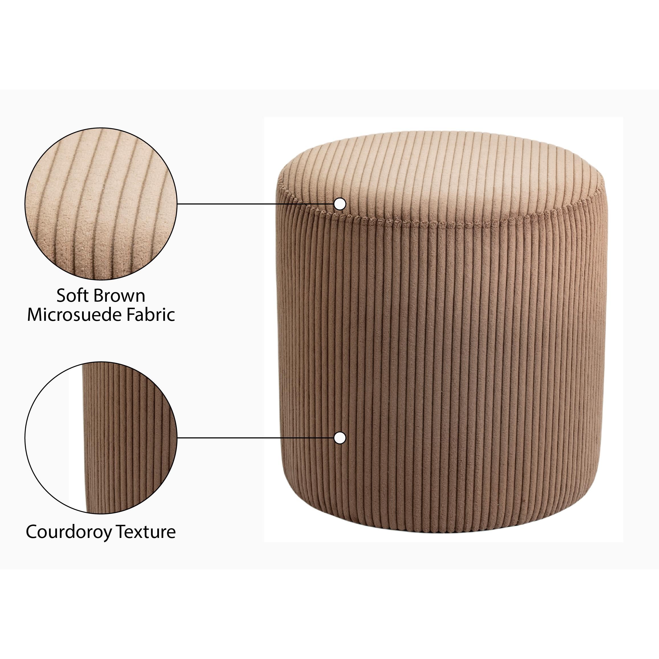 Meridian Roy Brown Microsuede Fabric Ottoman/Stool