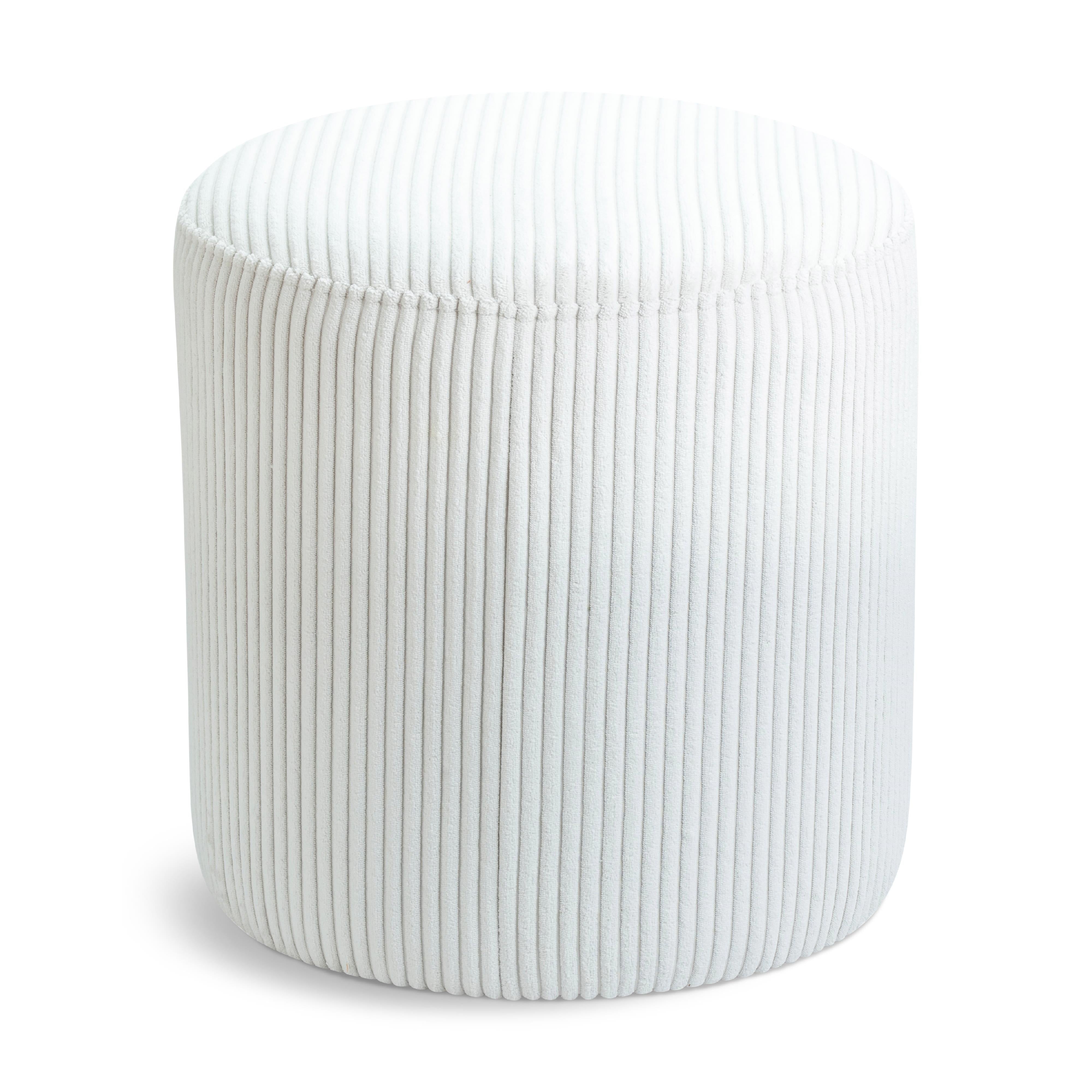 Meridian Roy Cream Microsuede Fabric Ottoman/Stool