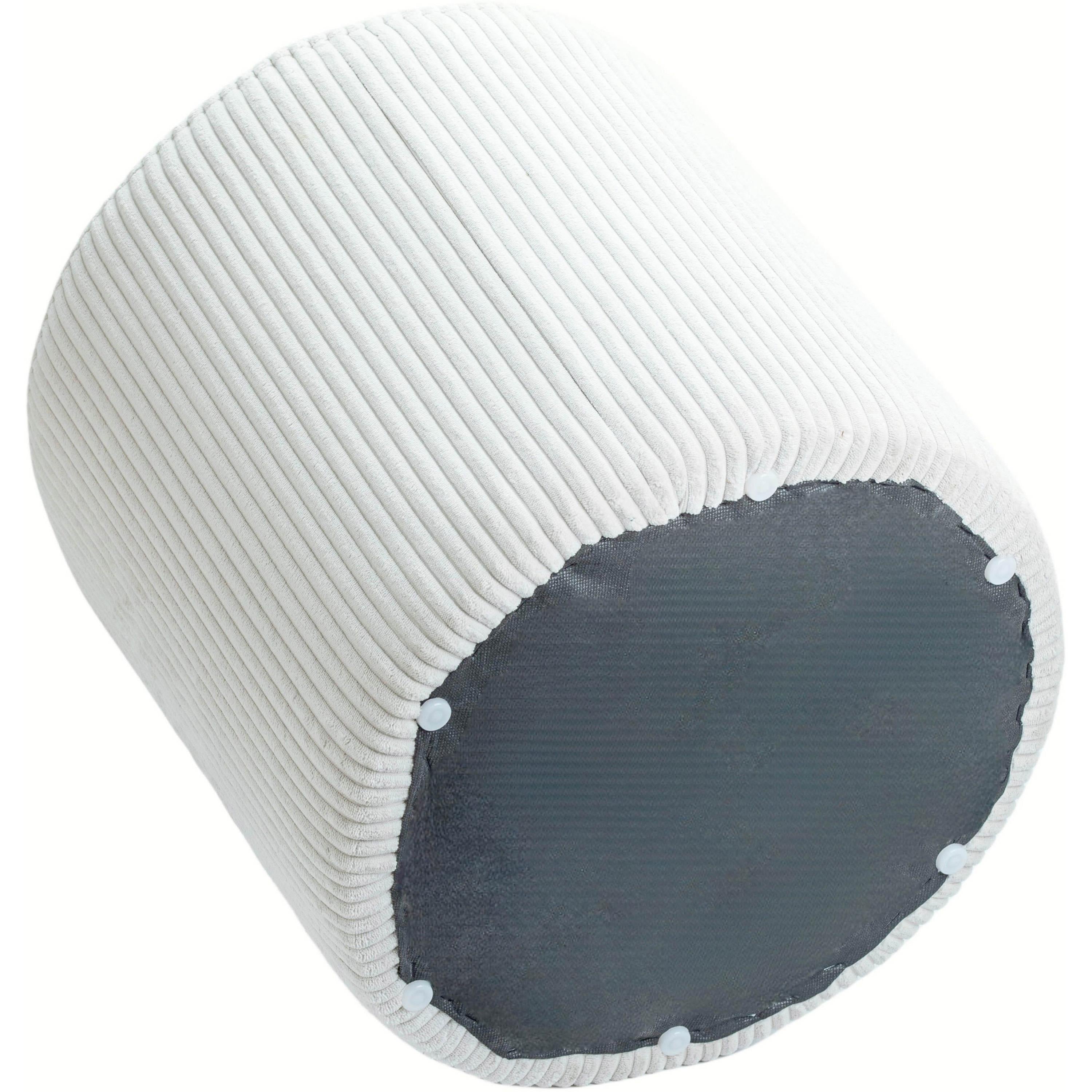 Meridian Roy Cream Microsuede Fabric Ottoman/Stool