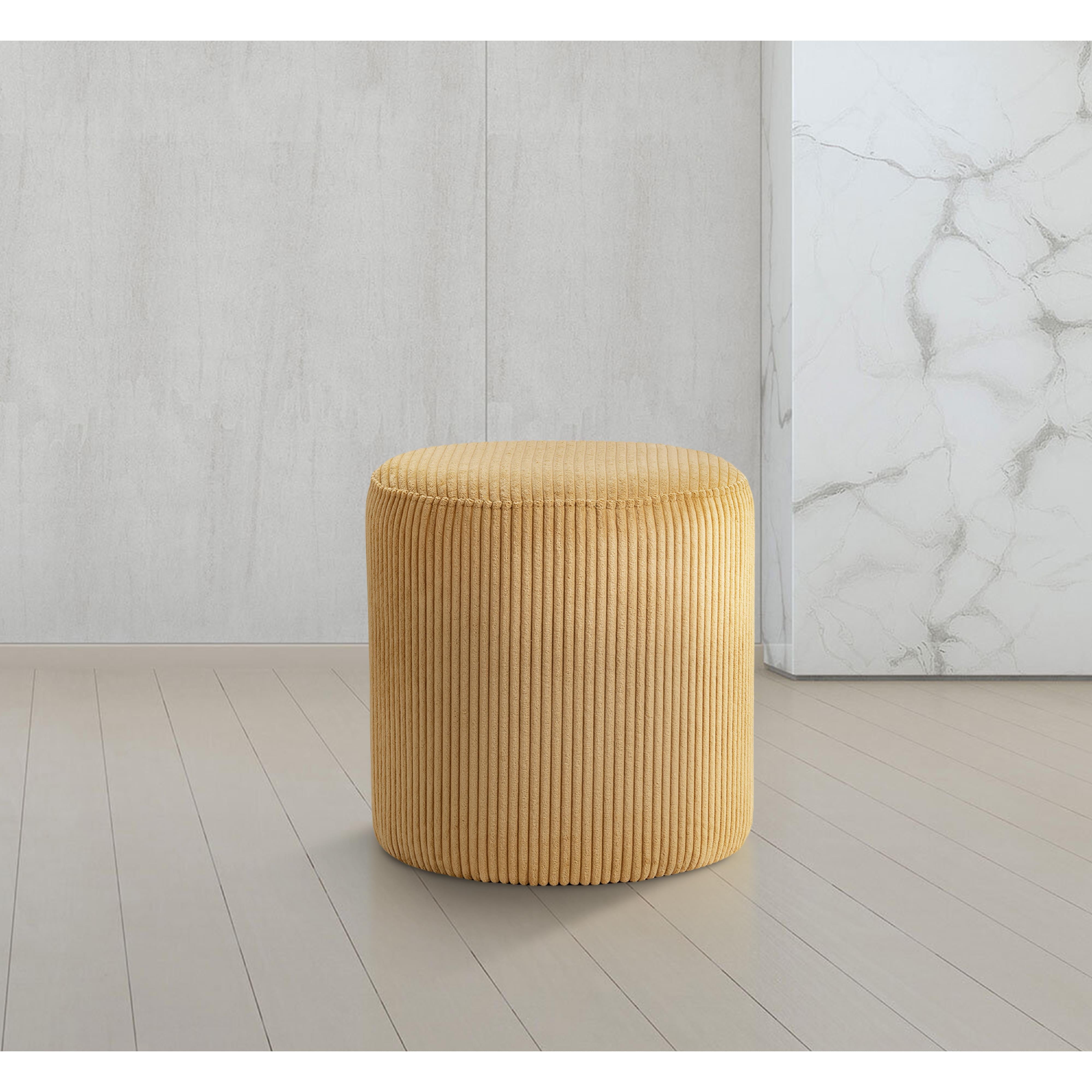 Meridian Roy Yellow Microsuede Fabric Ottoman/Stool