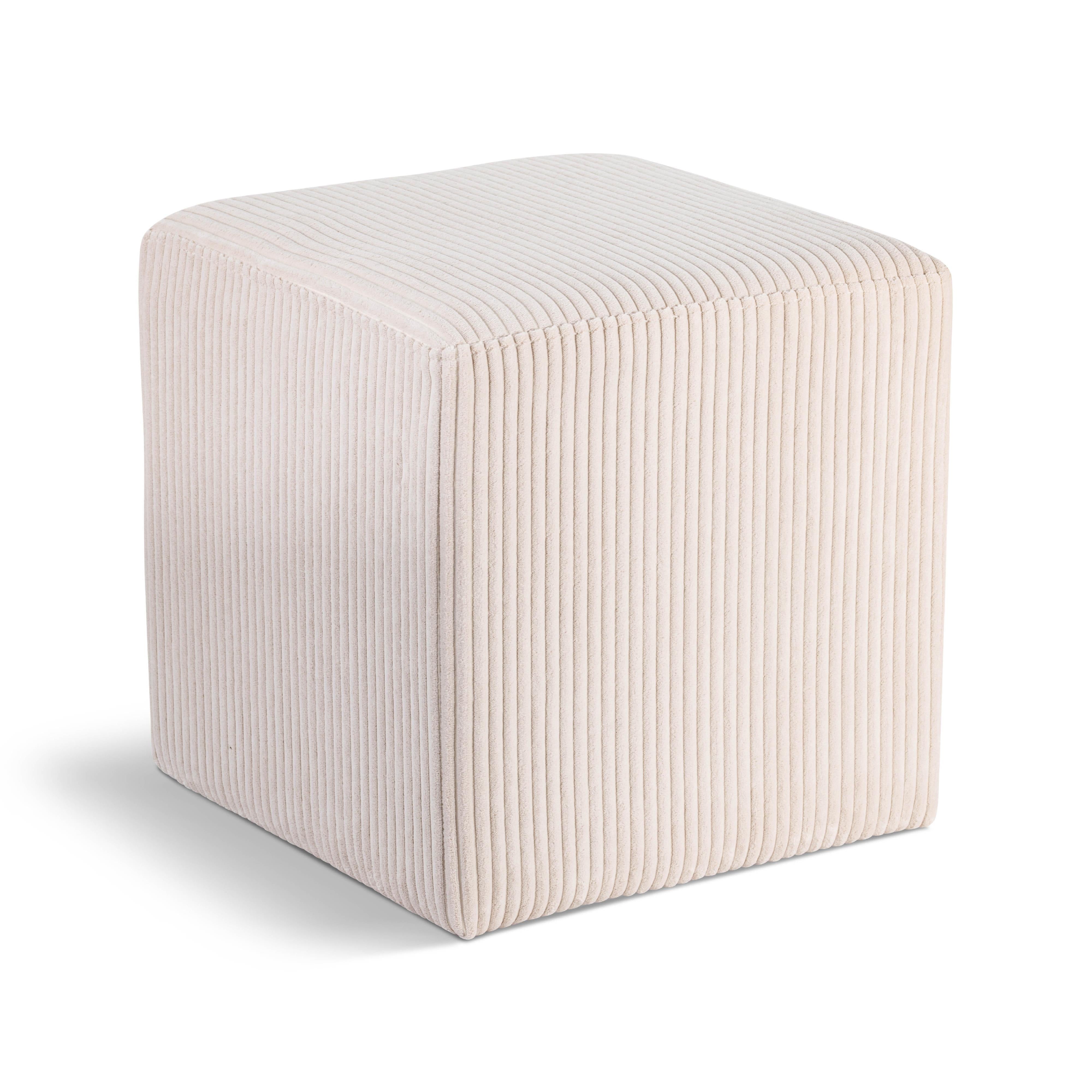 Meridian Roy Beige Microsuede Fabric Ottoman/Stool
