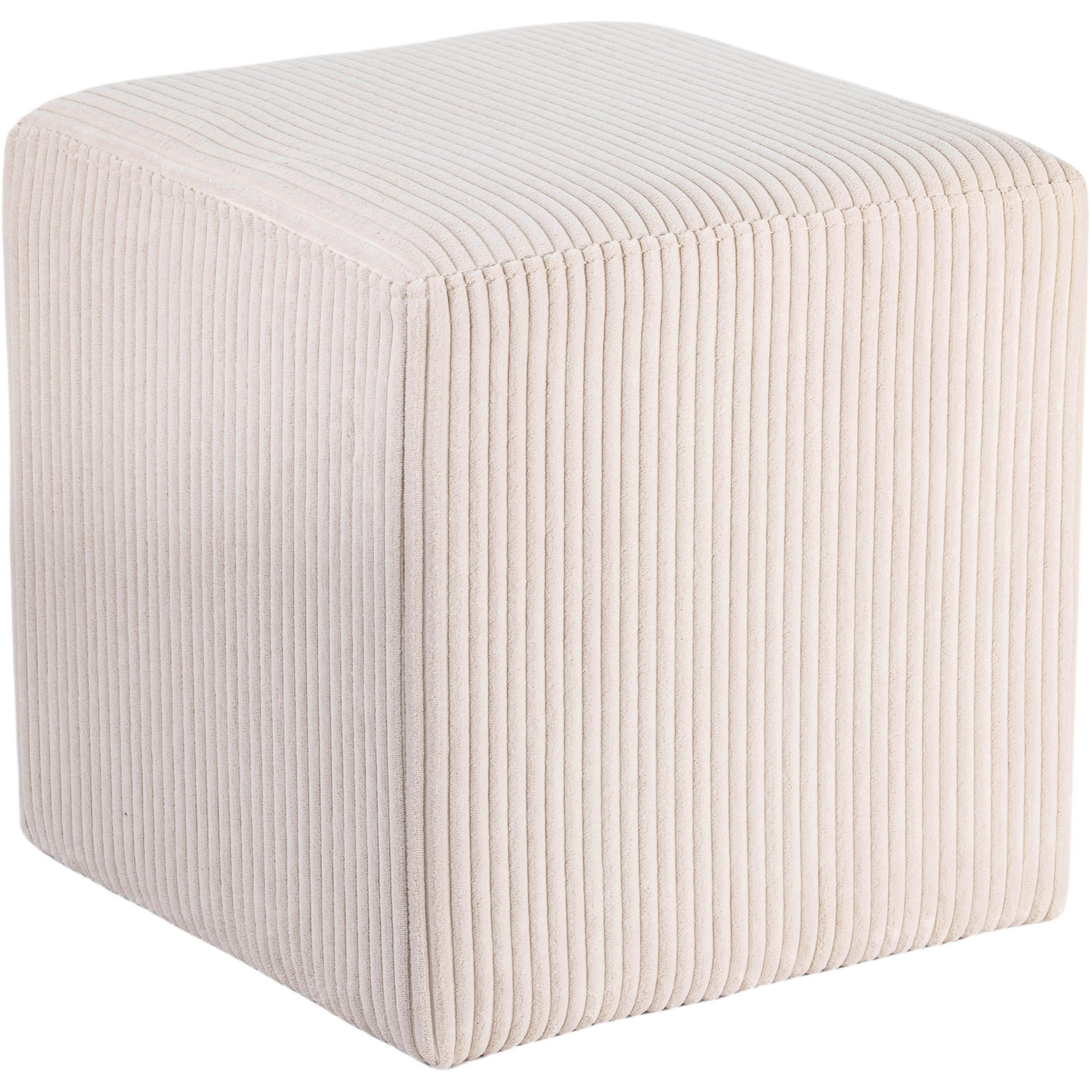 Meridian Roy Beige Microsuede Fabric Ottoman/Stool
