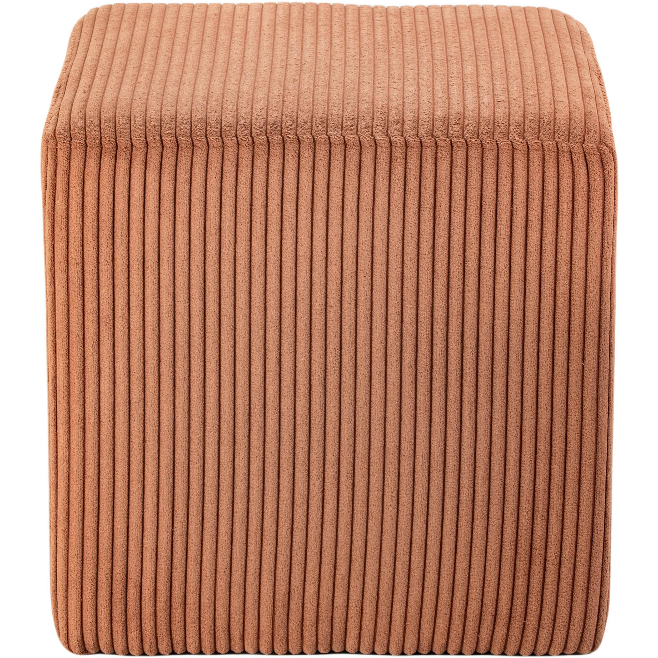 Meridian Roy Cognac Microsuede Fabric Ottoman/Stool