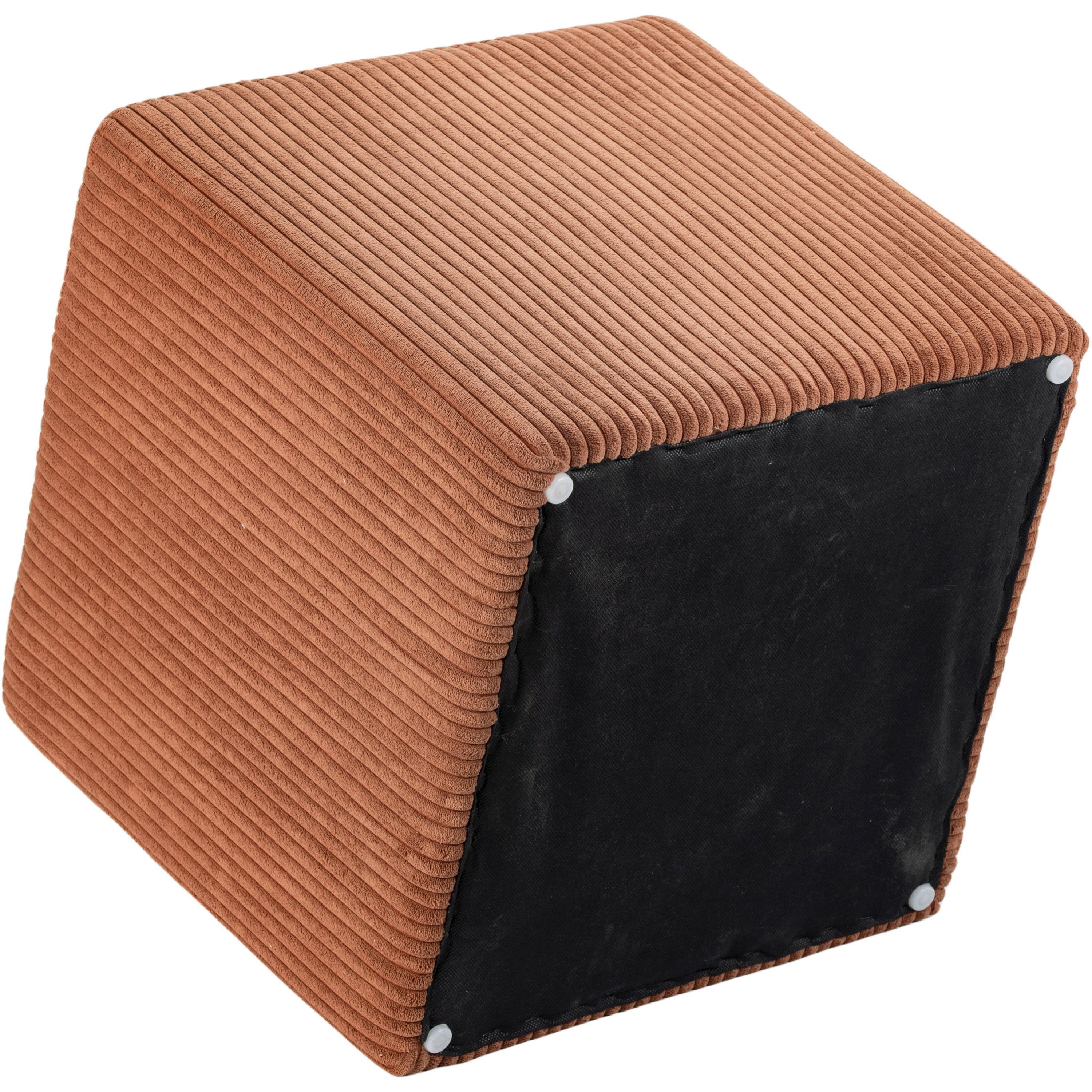 Meridian Roy Cognac Microsuede Fabric Ottoman/Stool