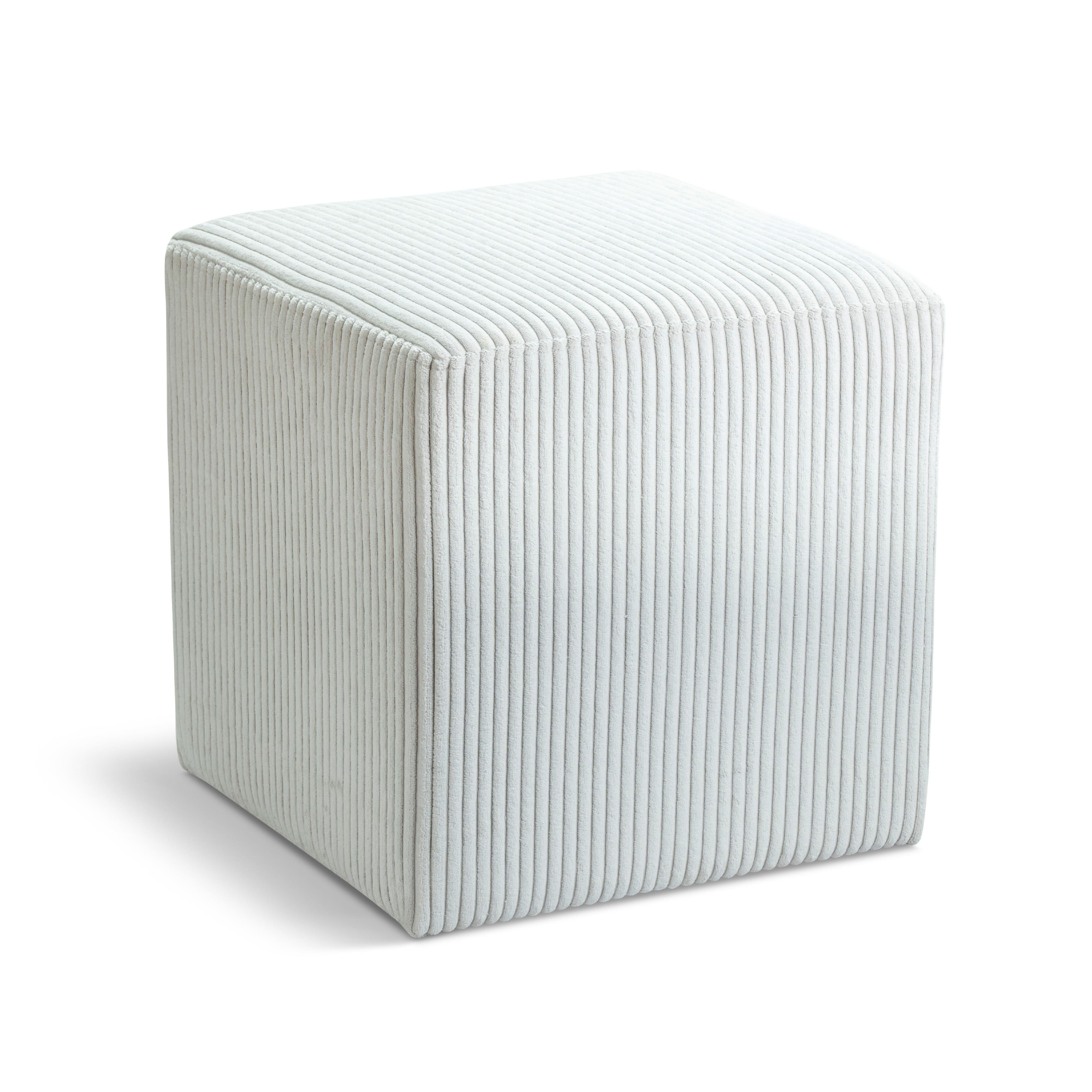 Meridian Roy Cream Microsuede Fabric Ottoman/Stool