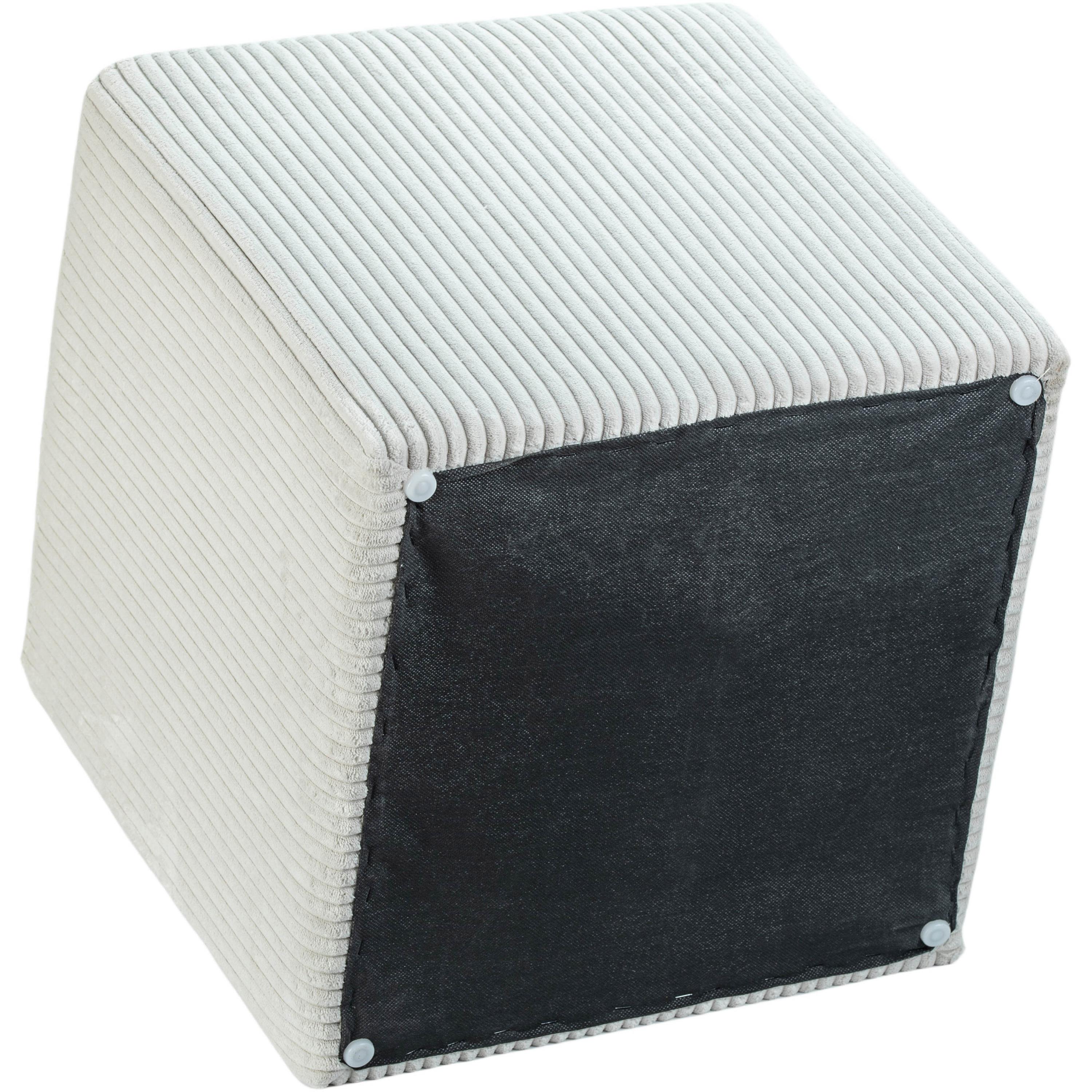 Meridian Roy Cream Microsuede Fabric Ottoman/Stool