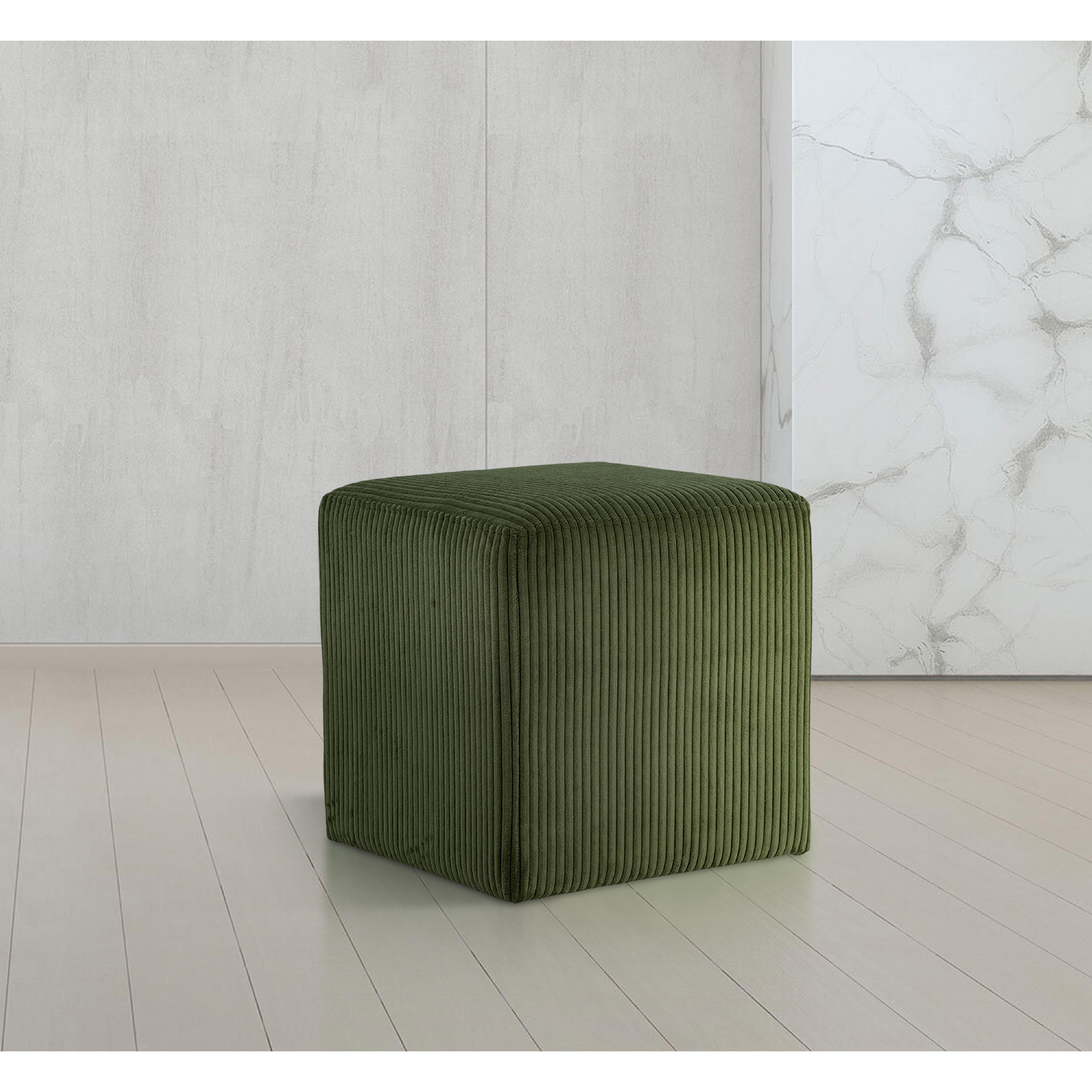 Meridian Roy Green Microsuede Fabric Ottoman/Stool