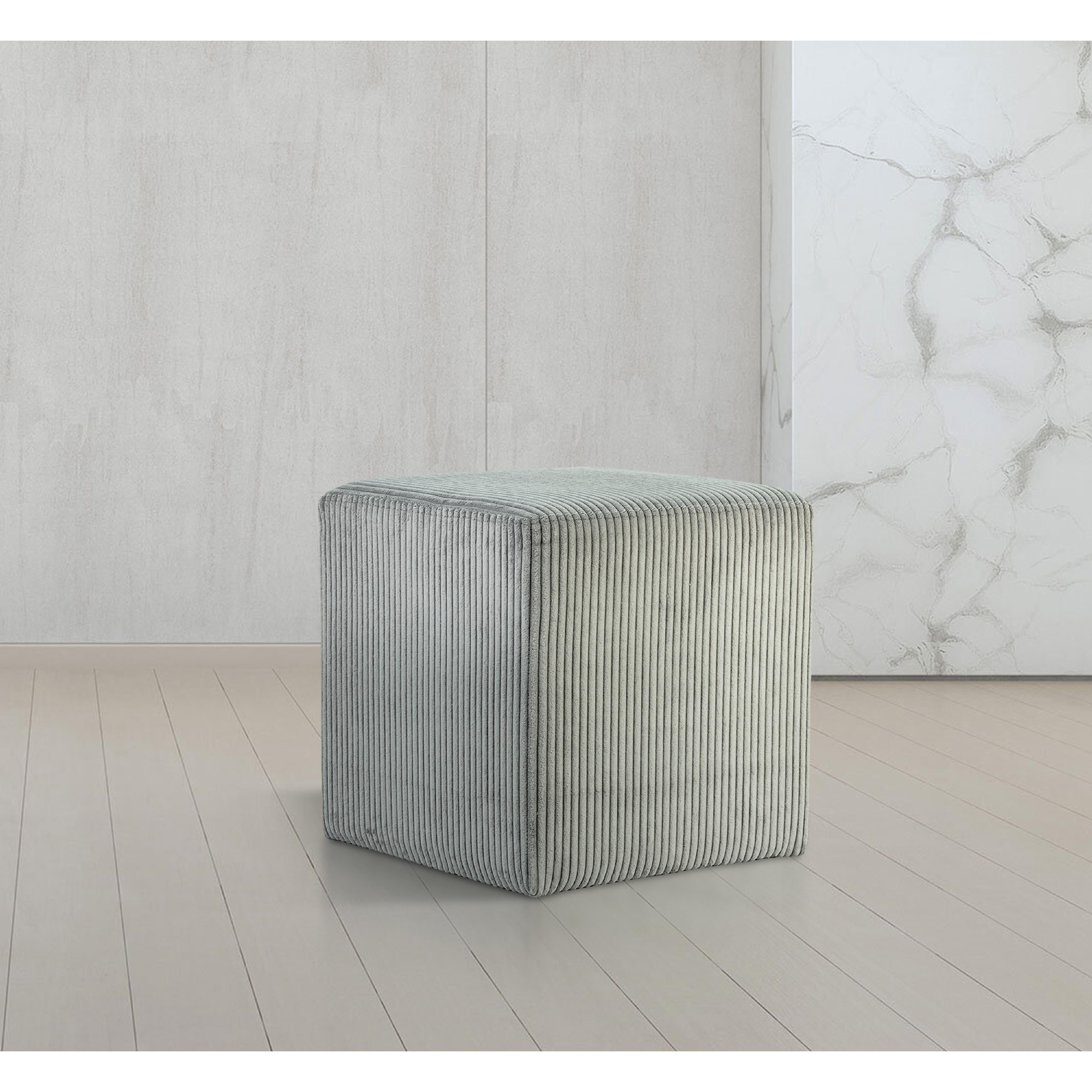 Meridian Roy Grey Microsuede Fabric Ottoman/Stool