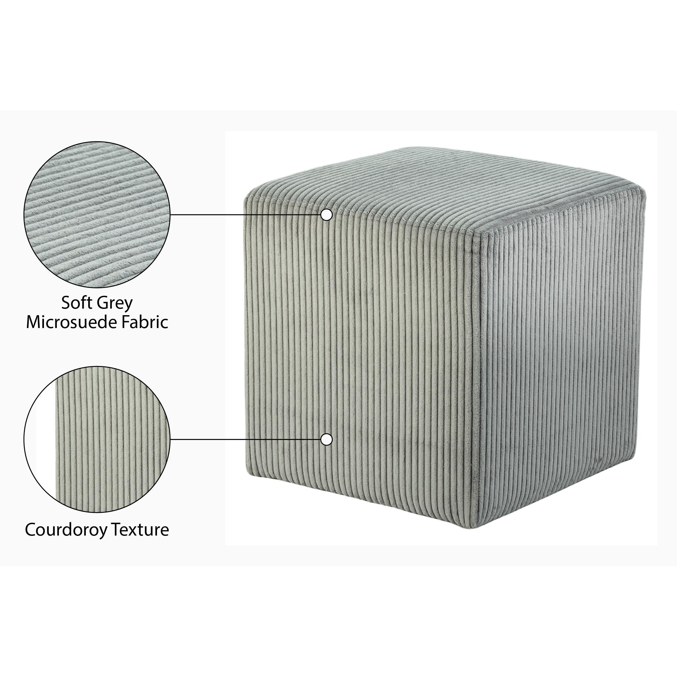 Meridian Roy Grey Microsuede Fabric Ottoman/Stool