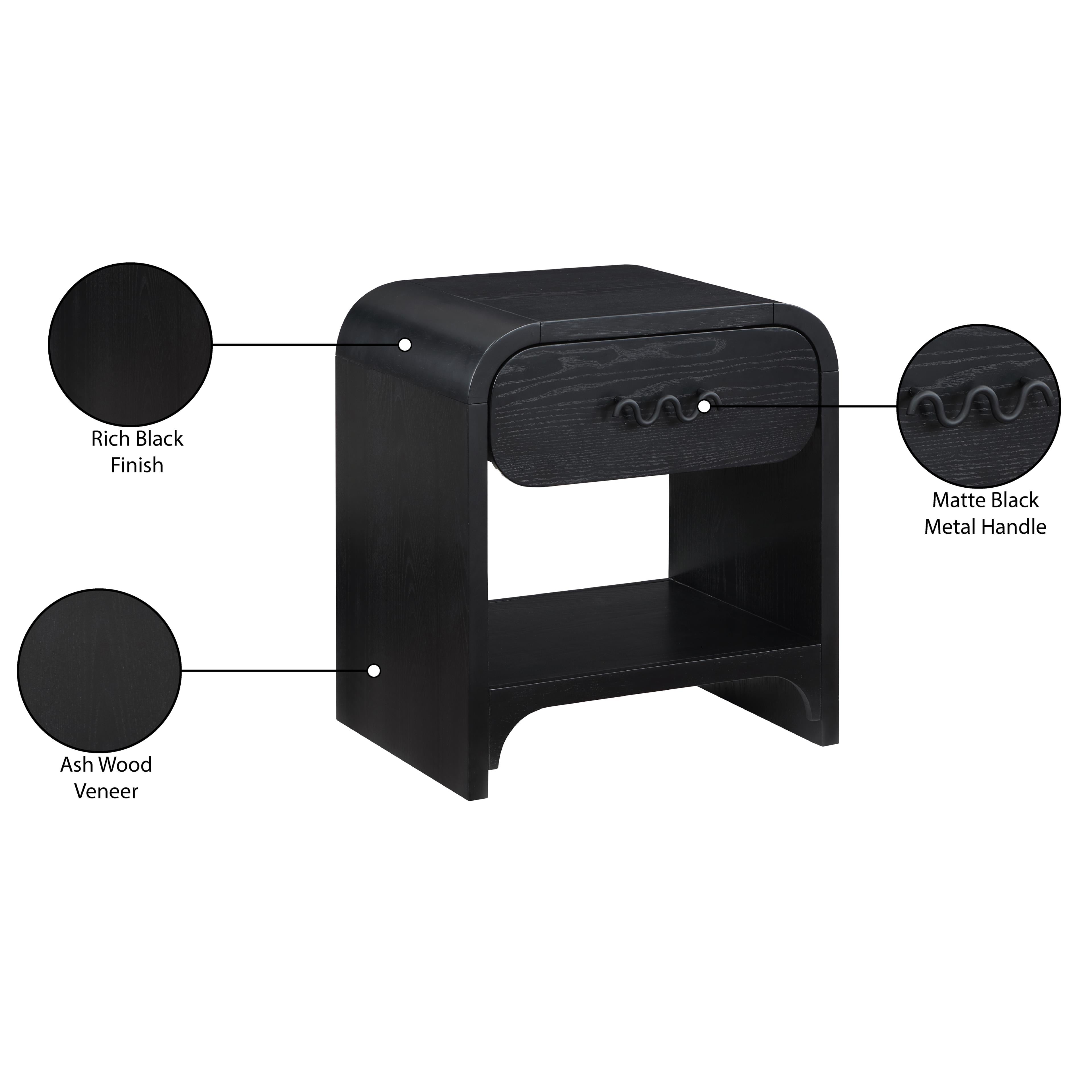 Meridian Hayes Black Night Stand / Side Table