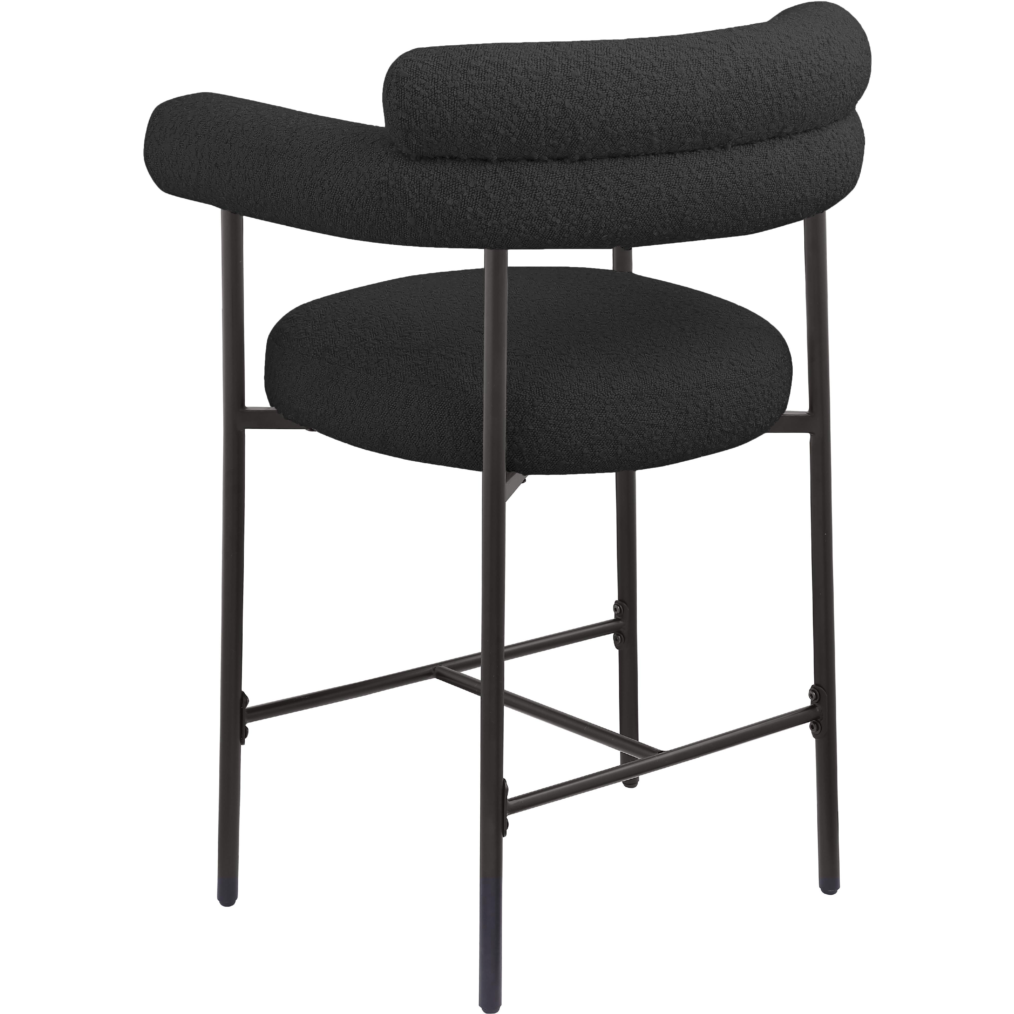 Meridian Blake Black Boucle Fabric Counter Stool