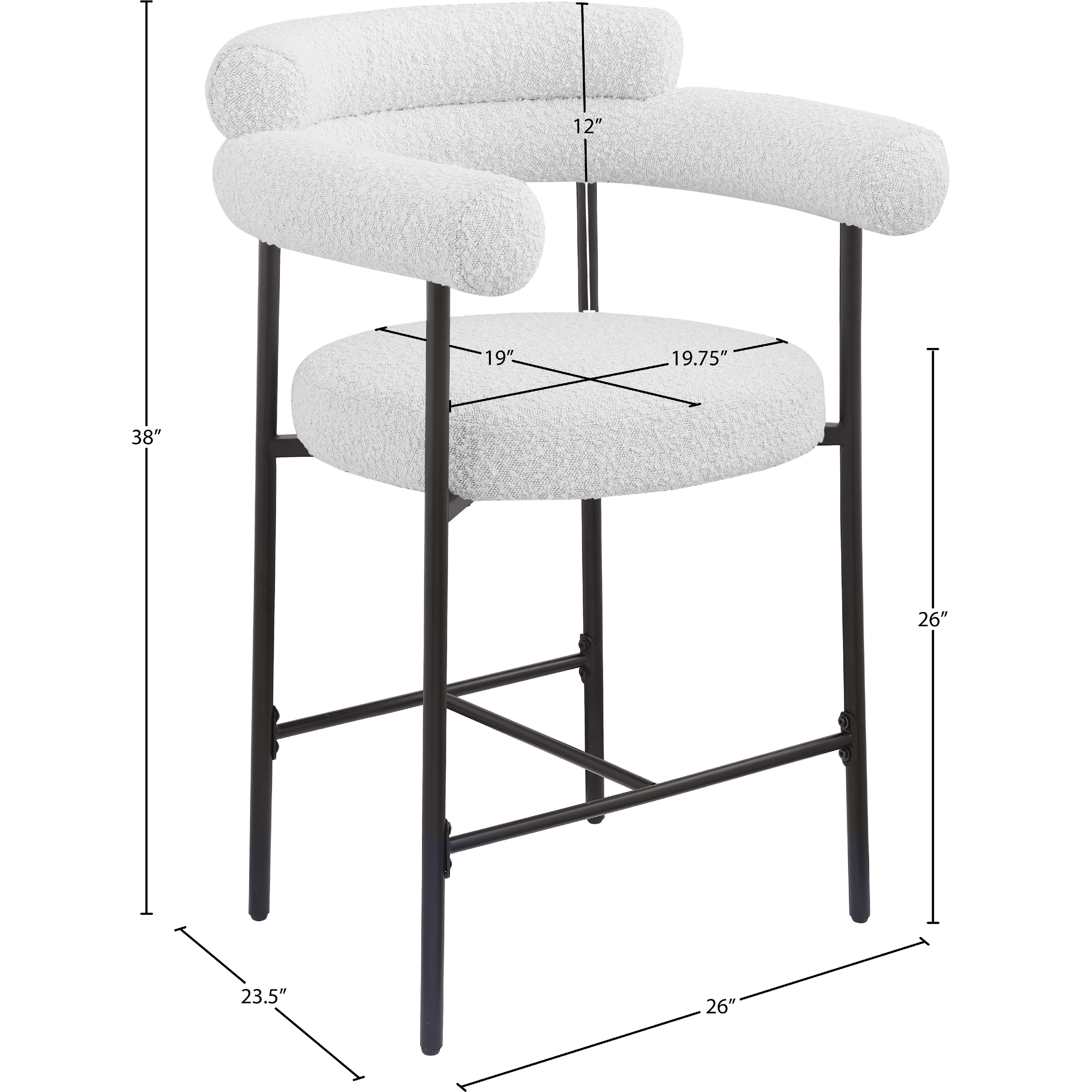 Meridian Blake Cream Boucle Fabric Counter Stool