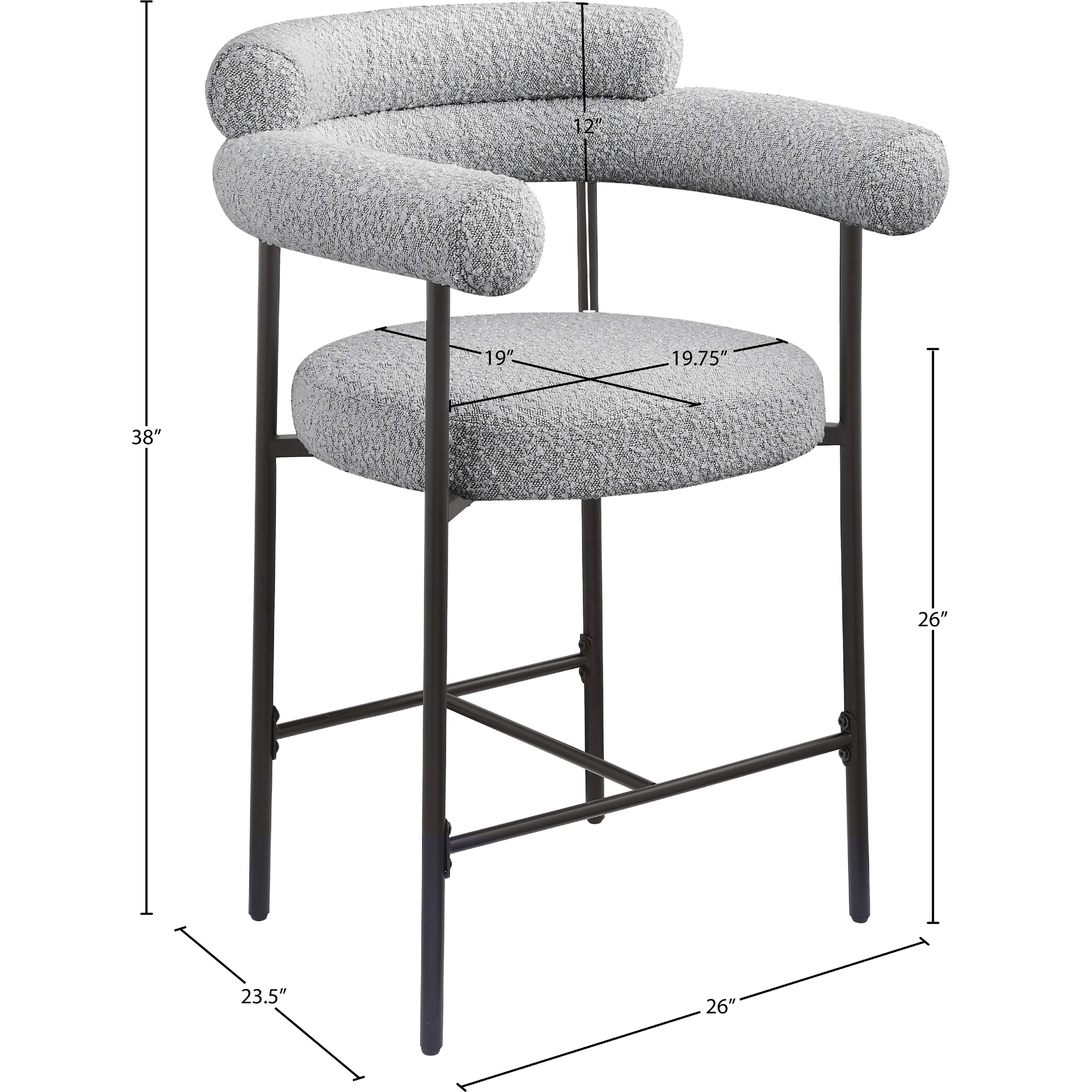 Meridian Blake Grey Boucle Fabric Counter Stool