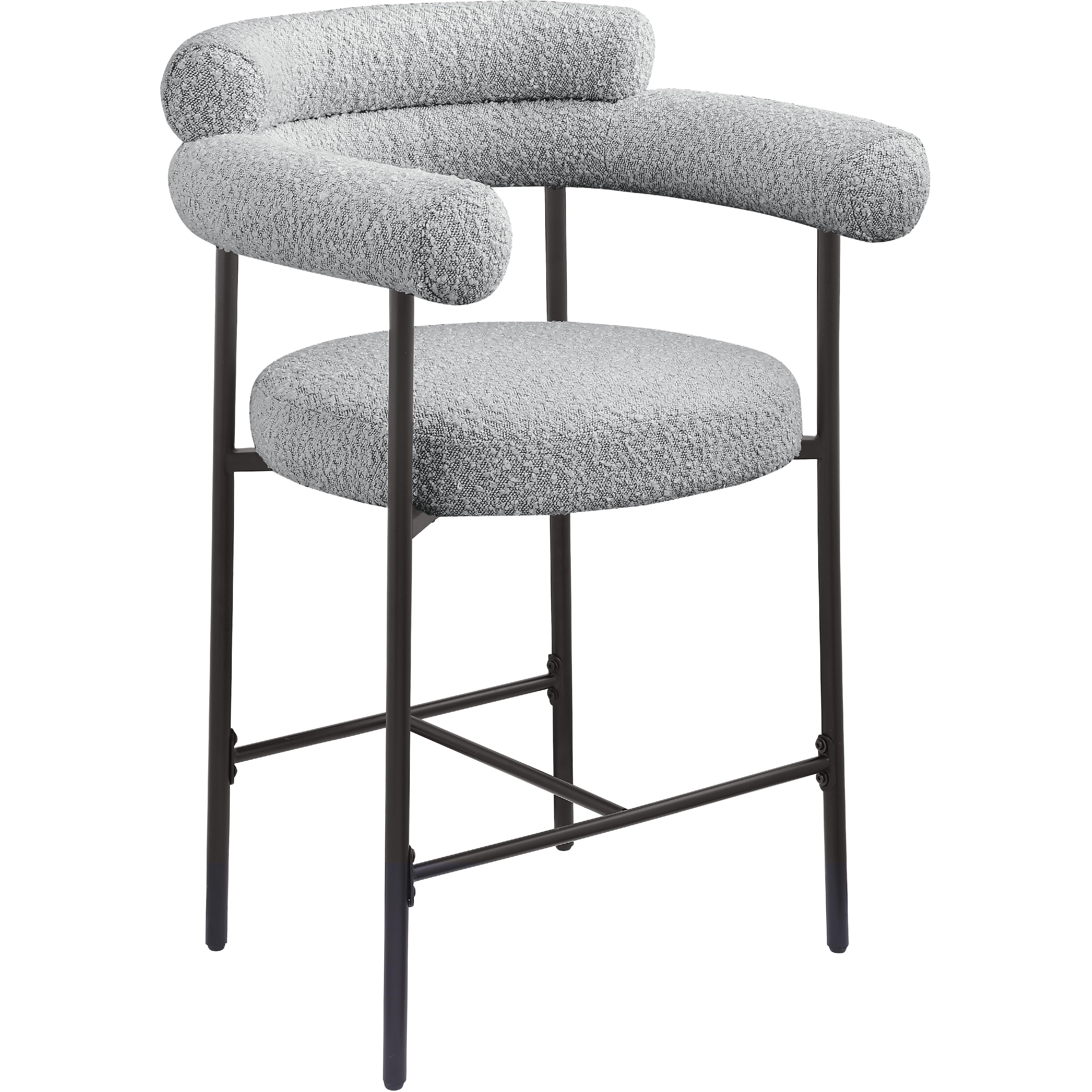 Meridian Blake Grey Boucle Fabric Counter Stool