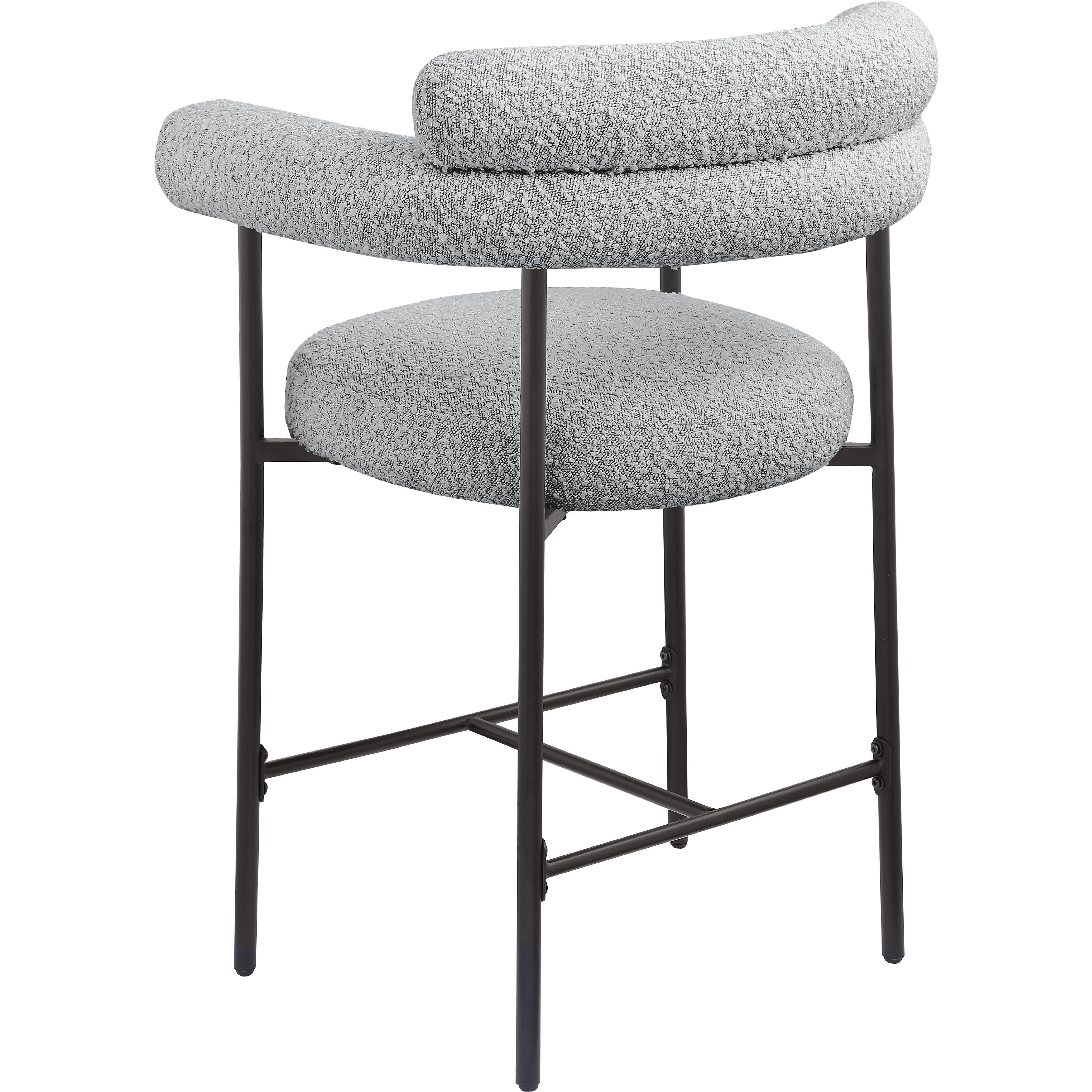 Meridian Blake Grey Boucle Fabric Counter Stool