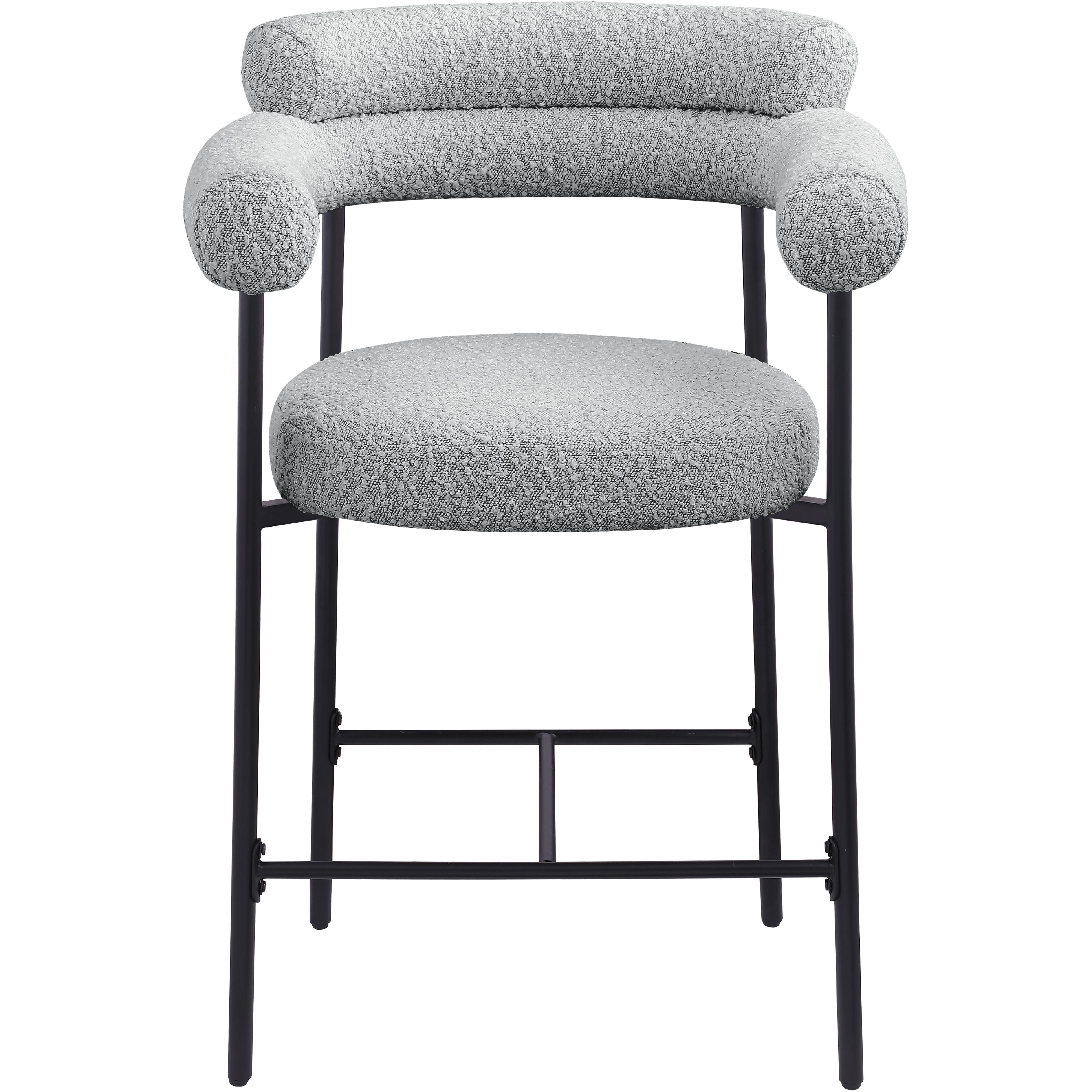 Meridian Blake Grey Boucle Fabric Counter Stool