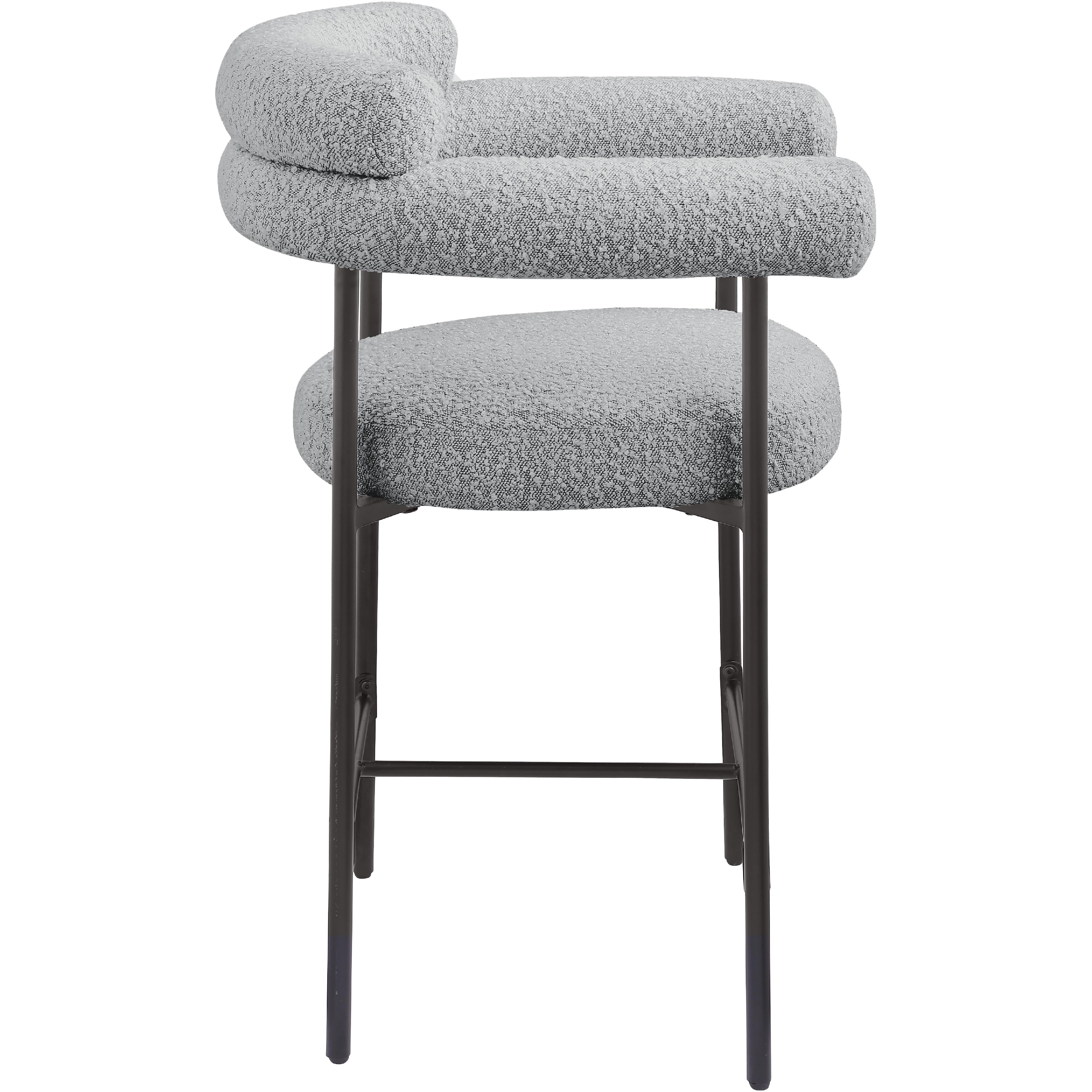Meridian Blake Grey Boucle Fabric Counter Stool