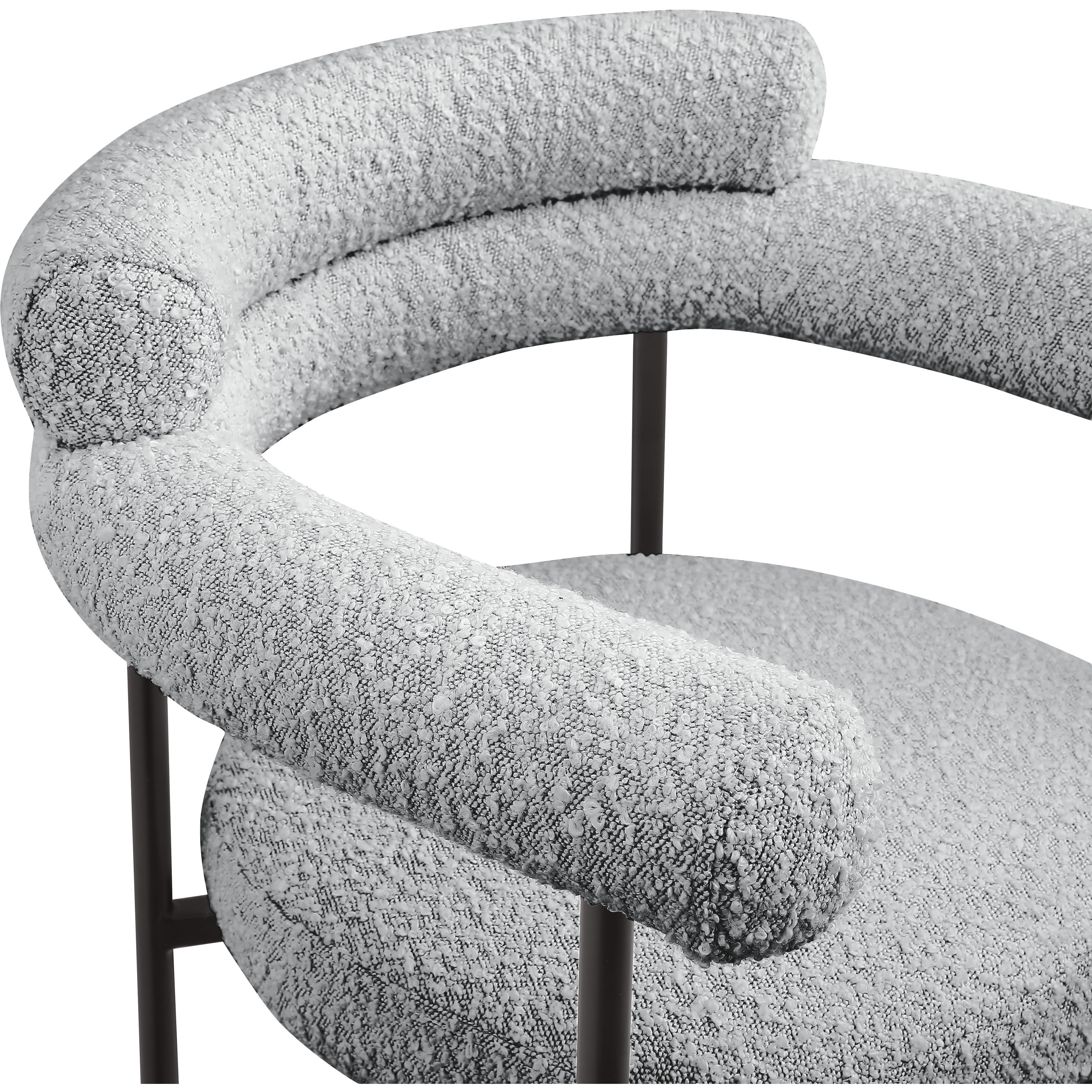 Meridian Blake Grey Boucle Fabric Counter Stool