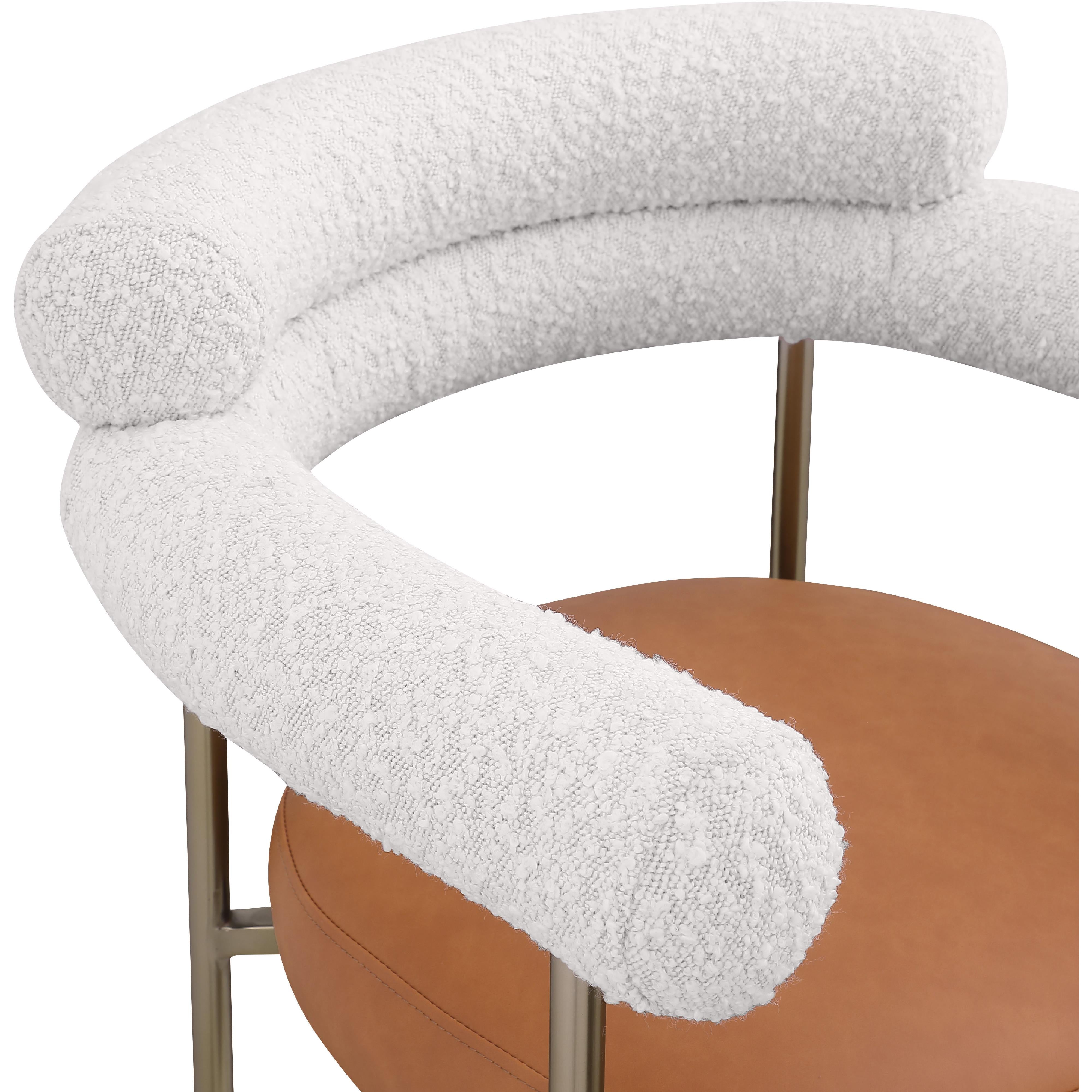 Meridian Blake Cognac Boucle Fabric / Vegan Leather Counter Stool