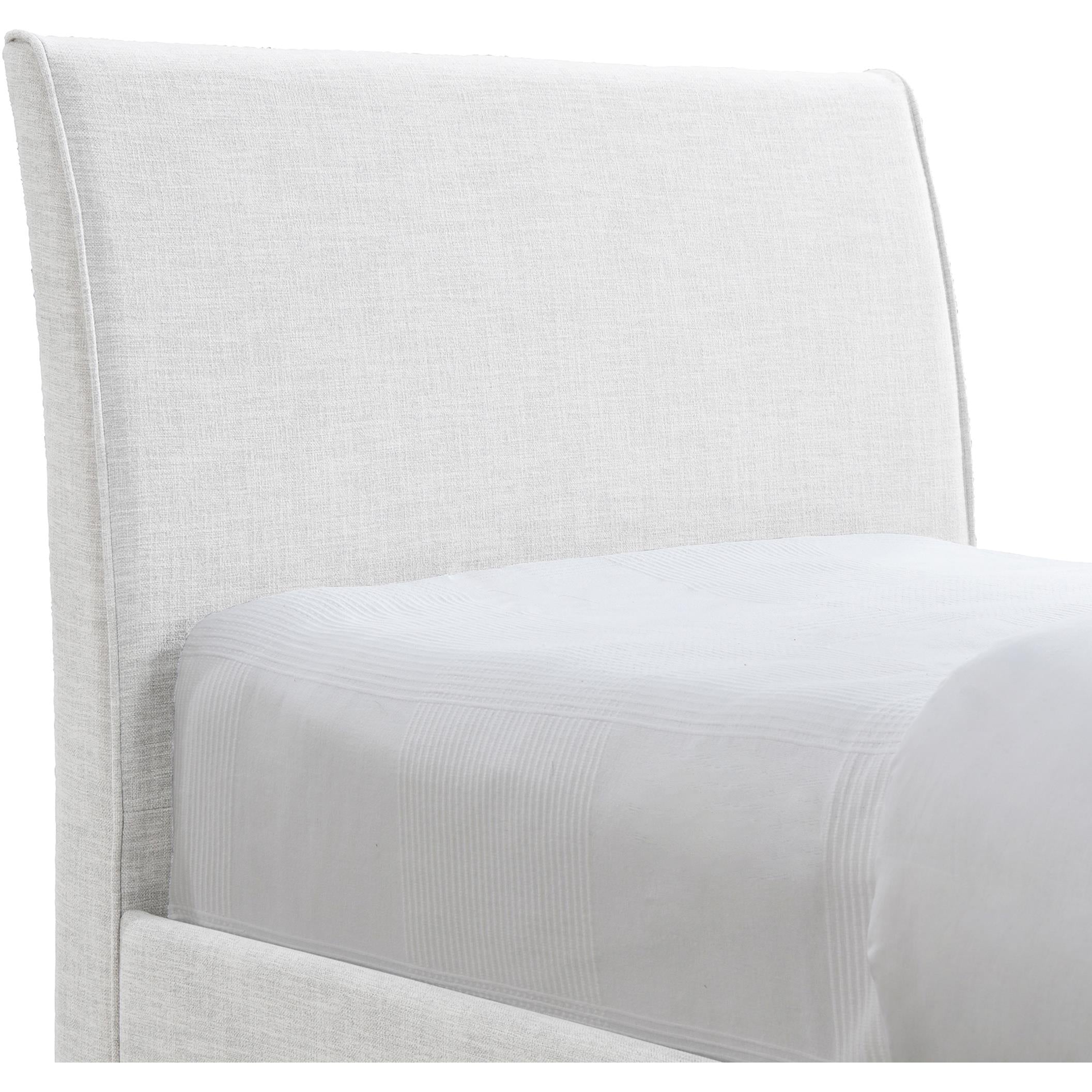 Meridian Myles Cream Linen Textured Fabric Twin Trundle Bed