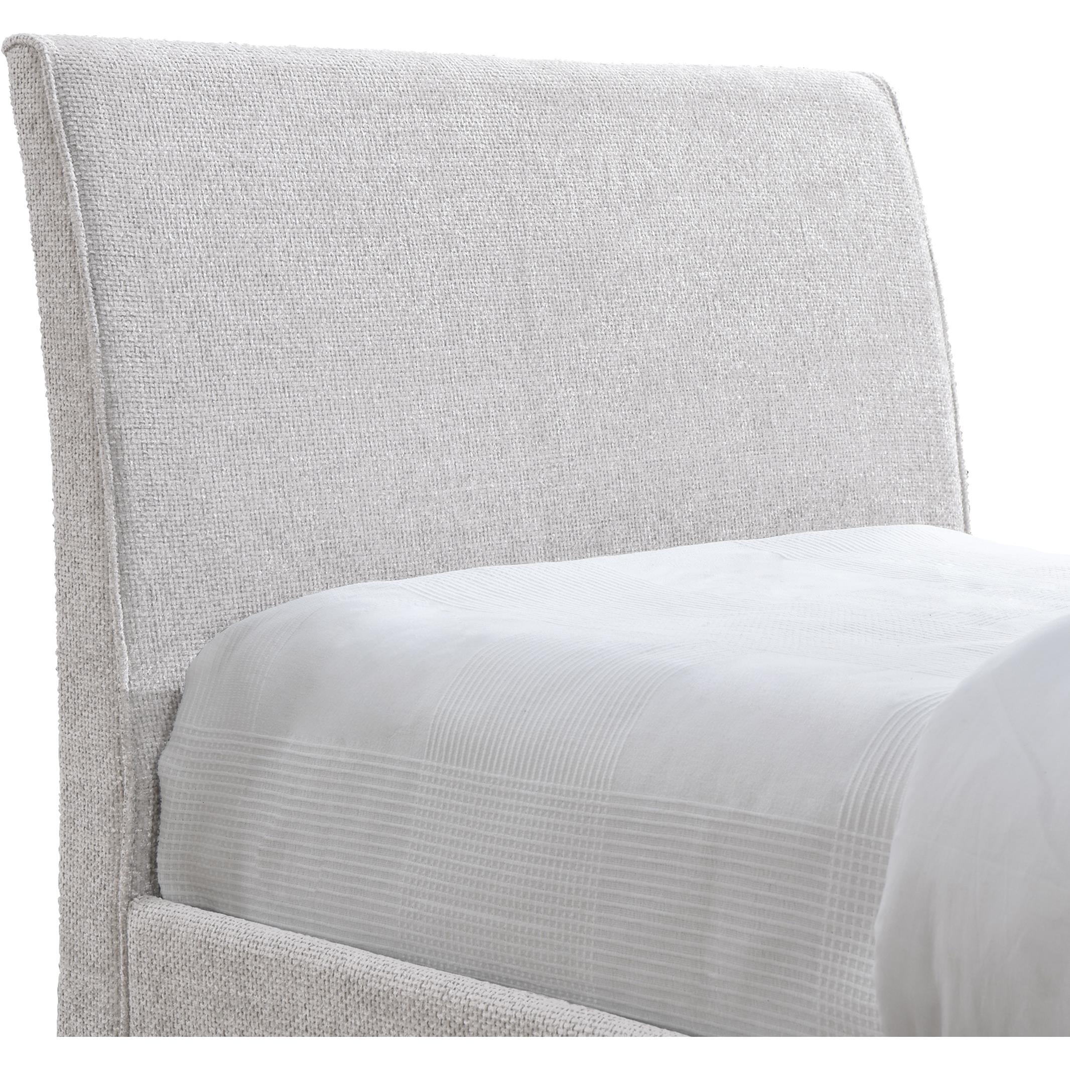 Meridian Myles Cream Chenille Fabric Twin Trundle Bed