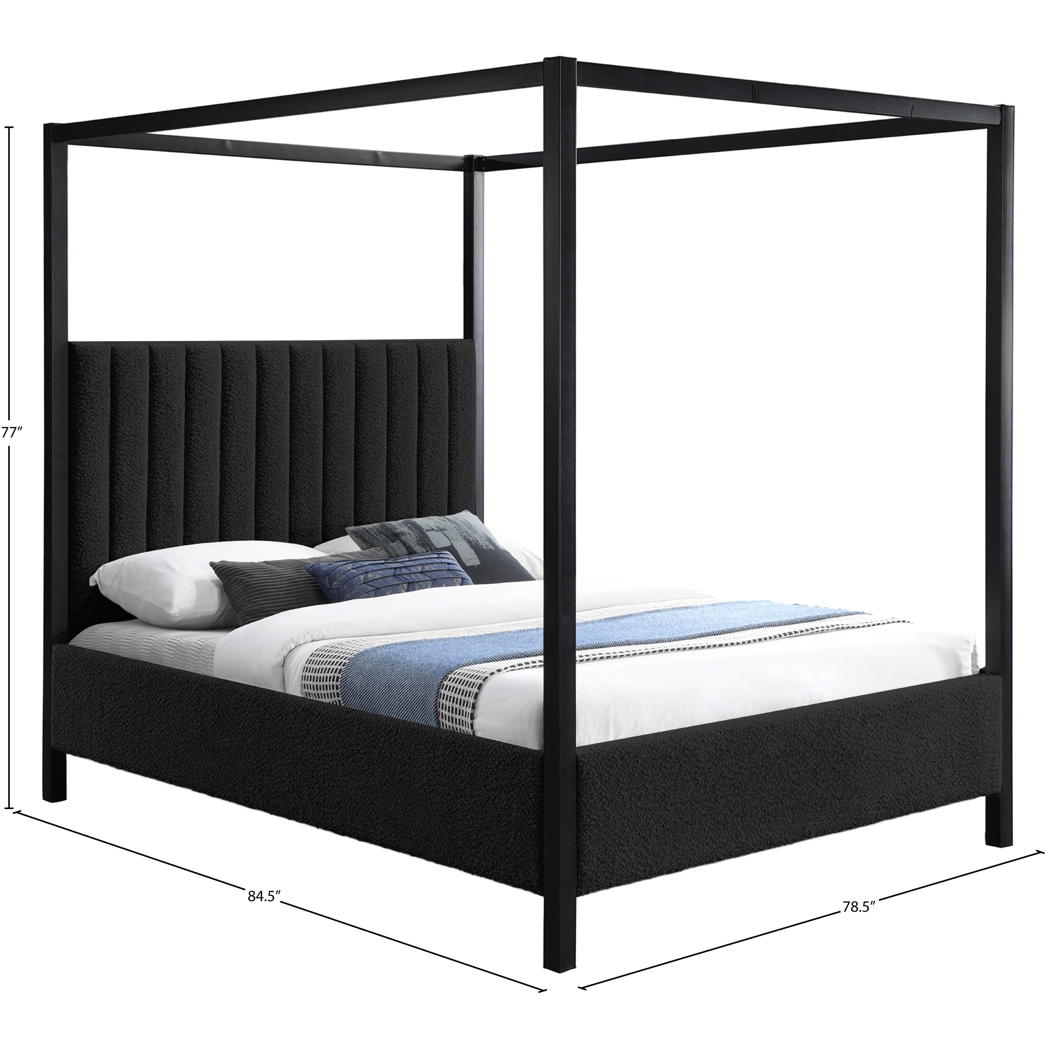 Meridian Kelly Black Boucle Fabric King Bed (3 Boxes)