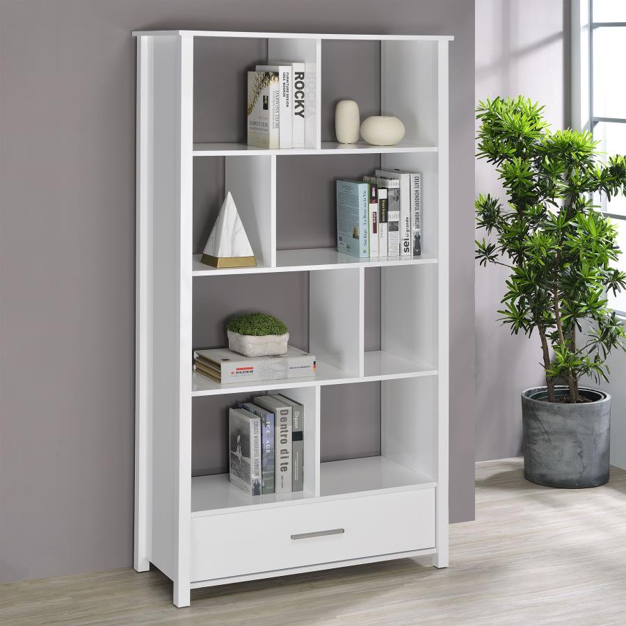 Dylan 68-inch 4-shelf Storage Bookshelf High Gloss