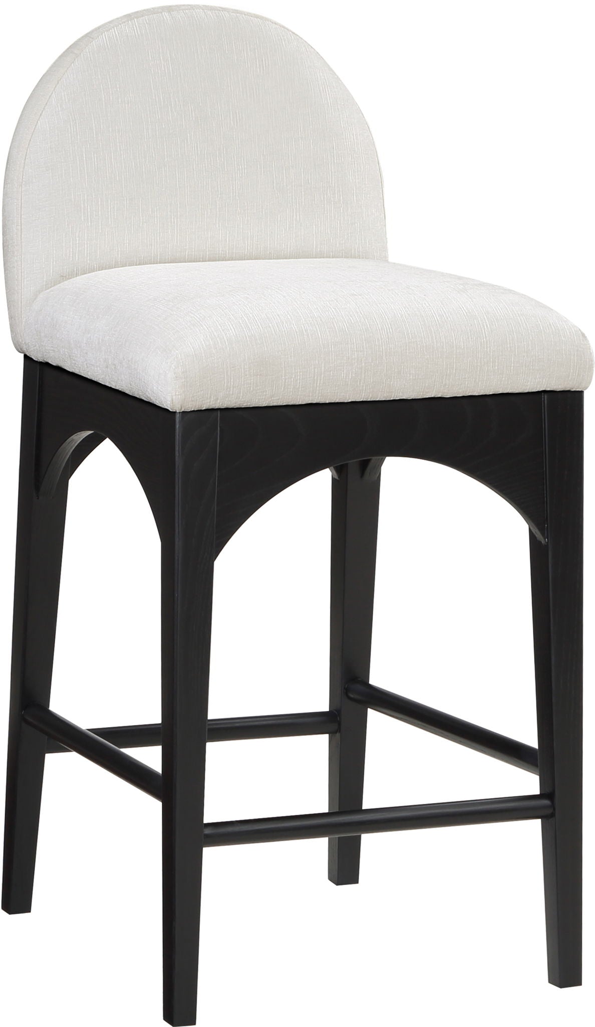 Waldorf - Chenille Stool with Black Legs